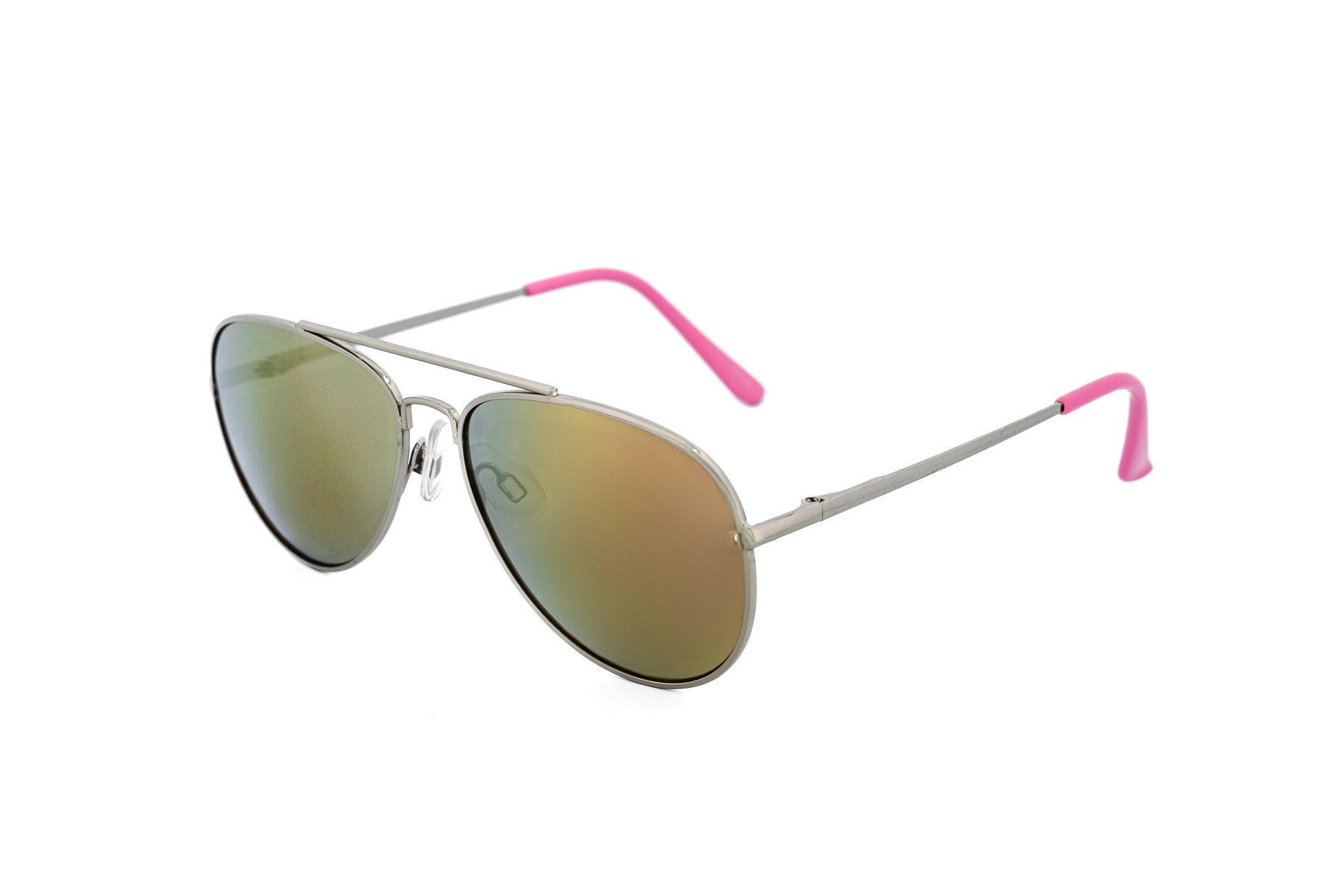 Minair by Bolero Eyewear kids aviator sunglasses in pink metal frame with mirrored UV lenses