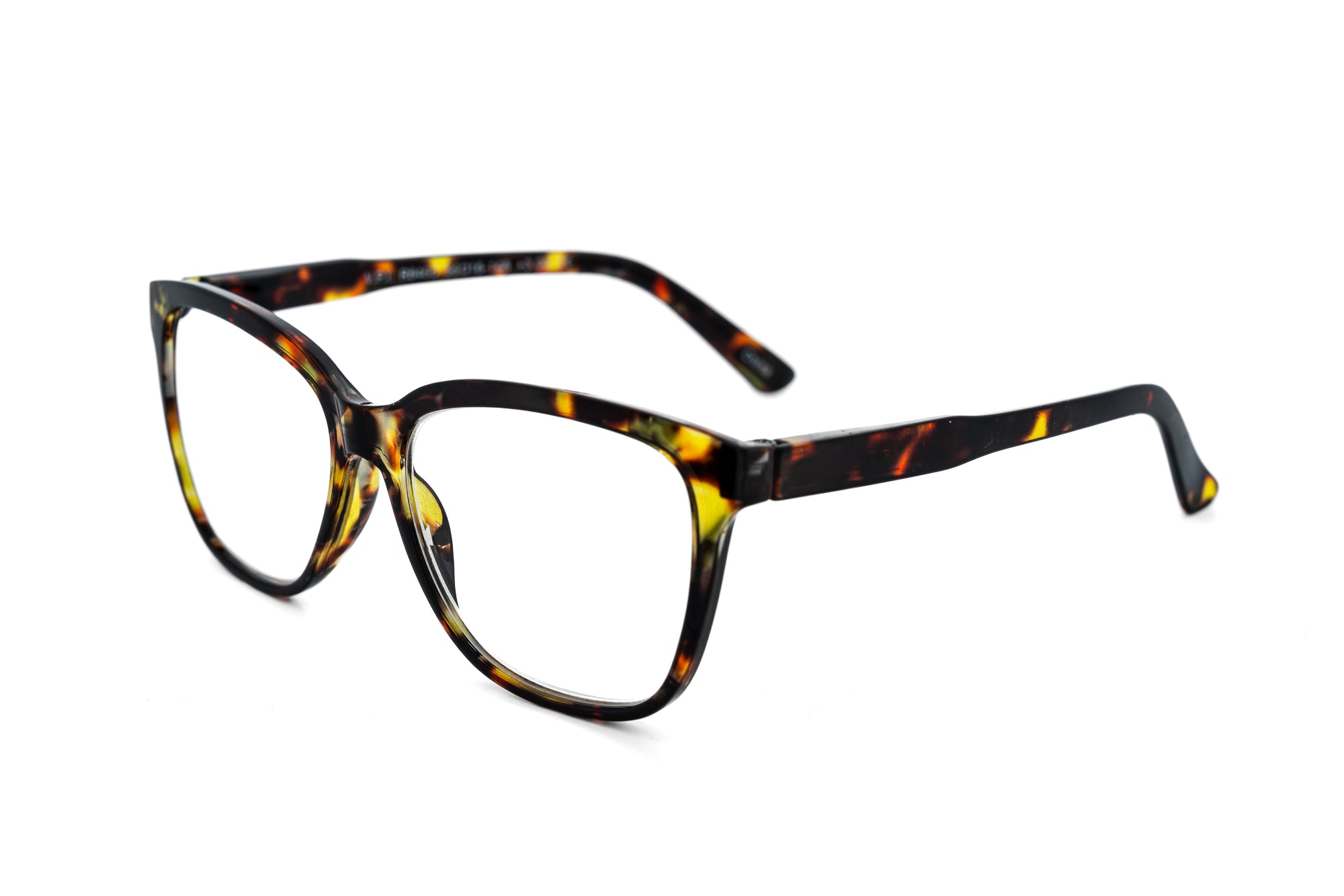Mireille tortoise square reading glasses with warm acetate pattern by Bolero Eyewear