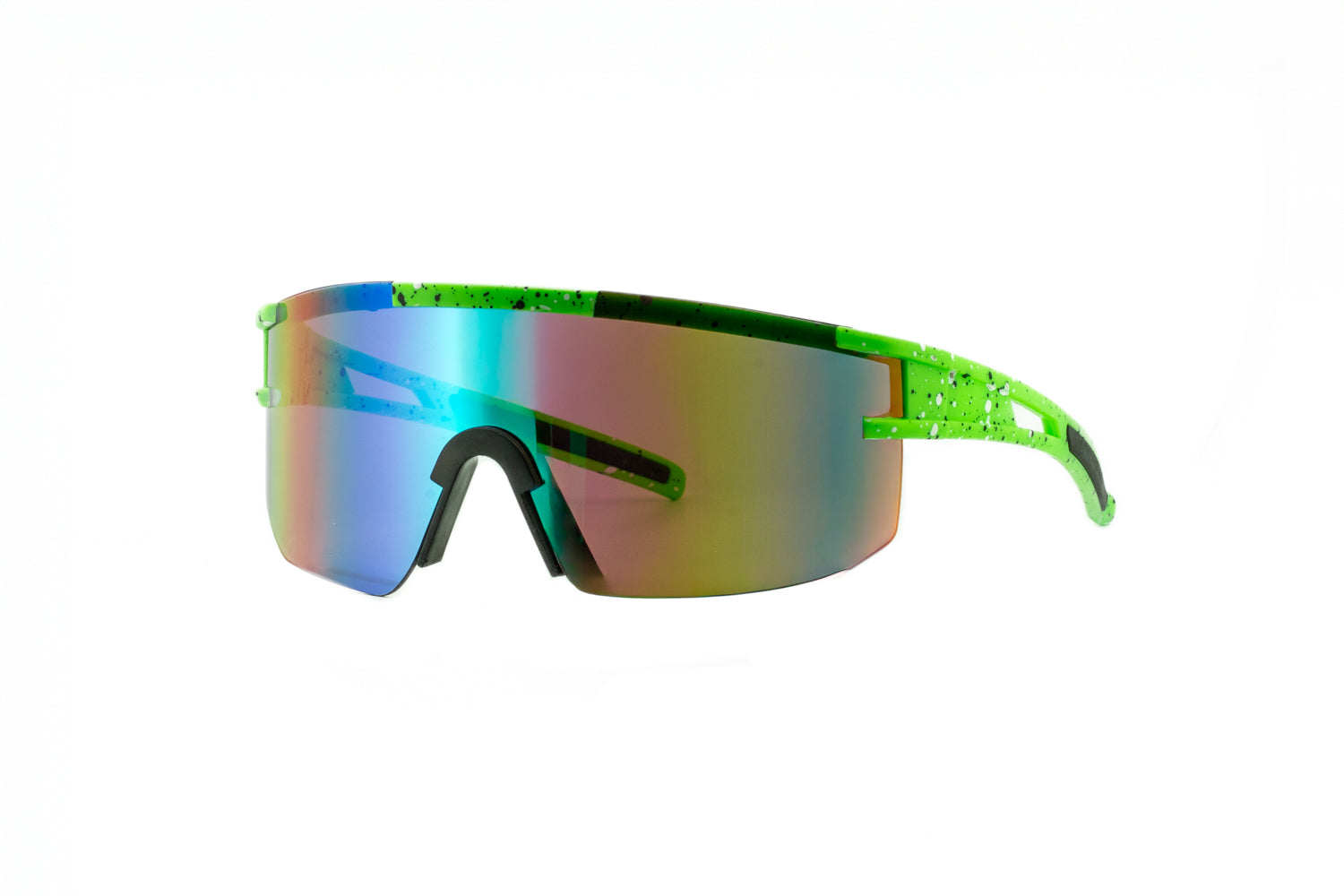 Nick by Boléro Eyewear green shield sunglasses with green mirror lens
