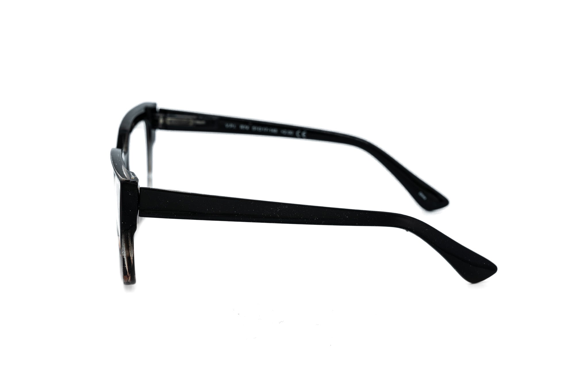 Noctelle black tortoise geometric cat-eye reading glasses by Bolero Eyewear side angle view