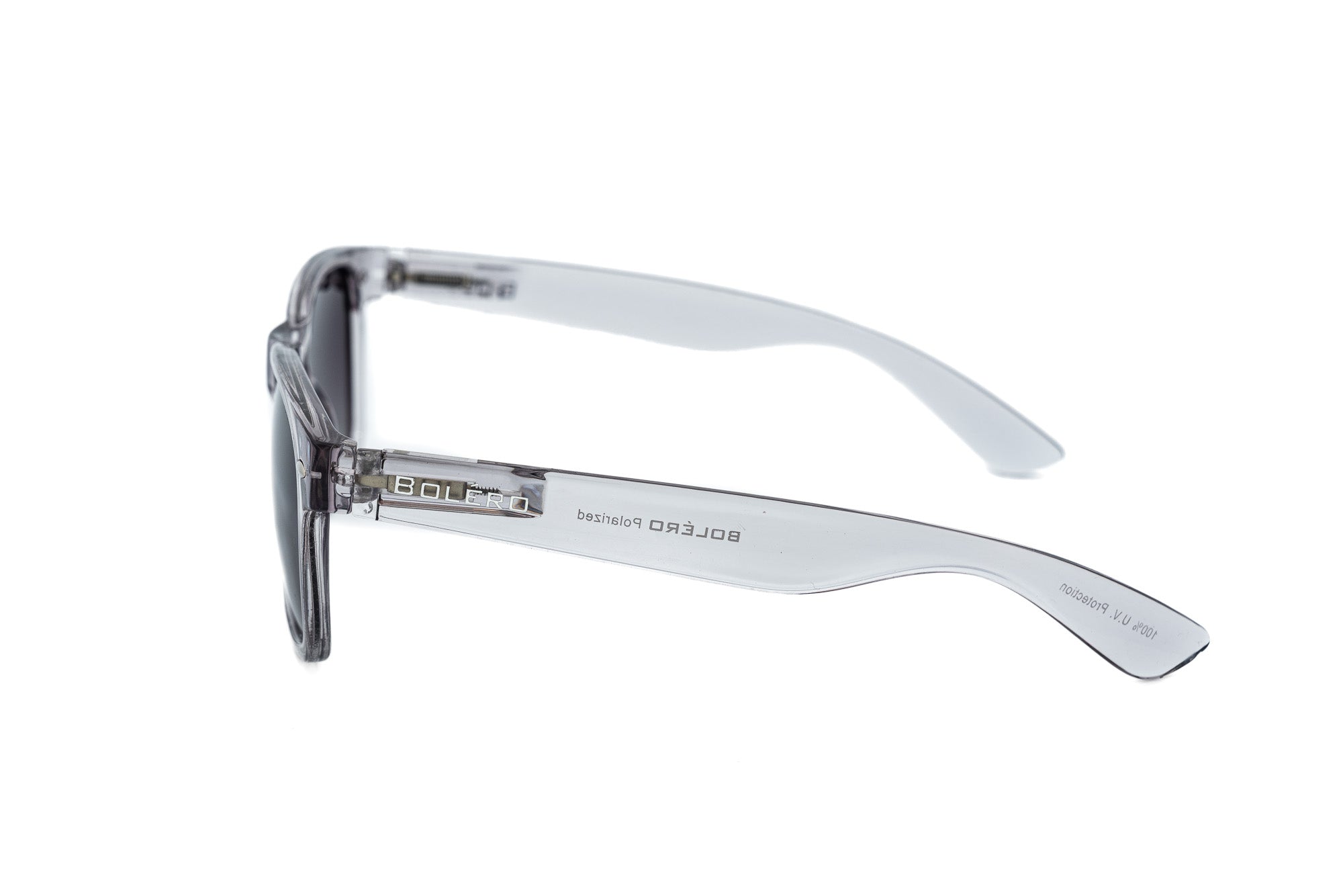 Norvan gray polarized frame sunglasses with smoke UV lenses unisex design side angle view