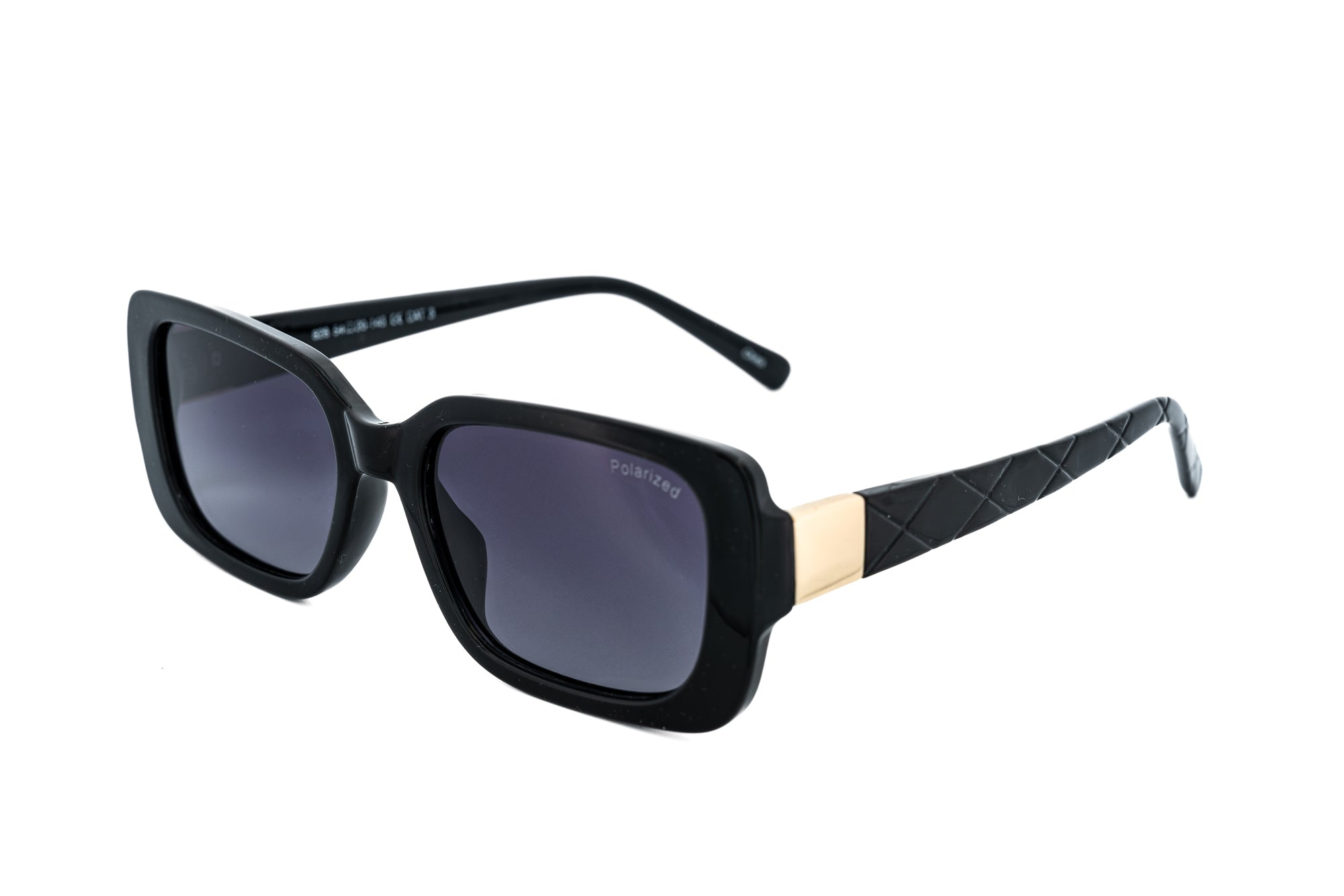 Odette by Bolero Eyewear black square sunglasses with polarized lenses and sculpted frame design