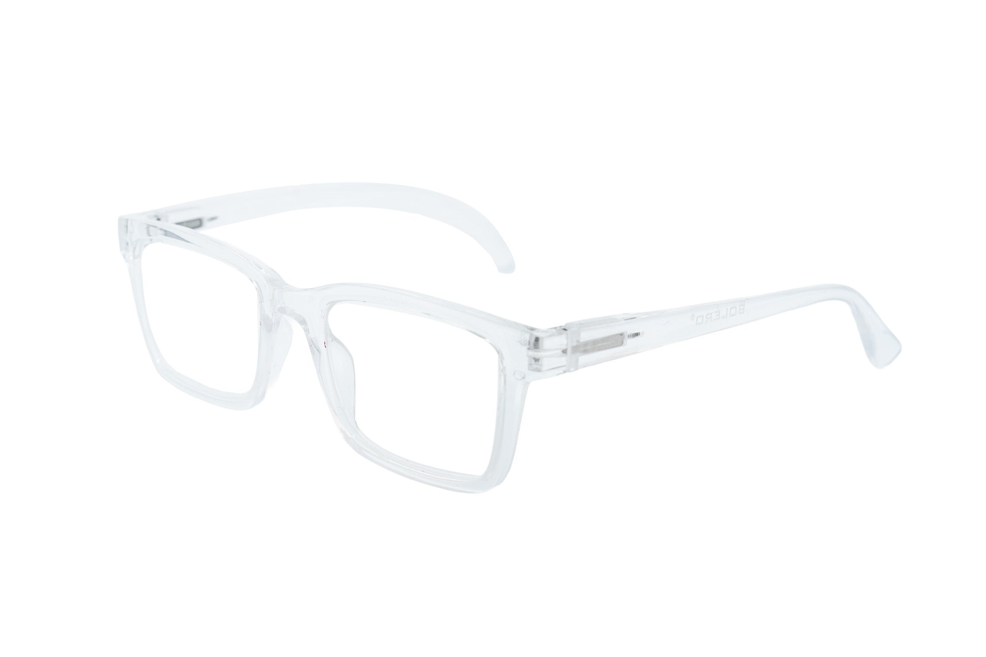 Ravari clear rectangular reading glasses in transparent acetate
