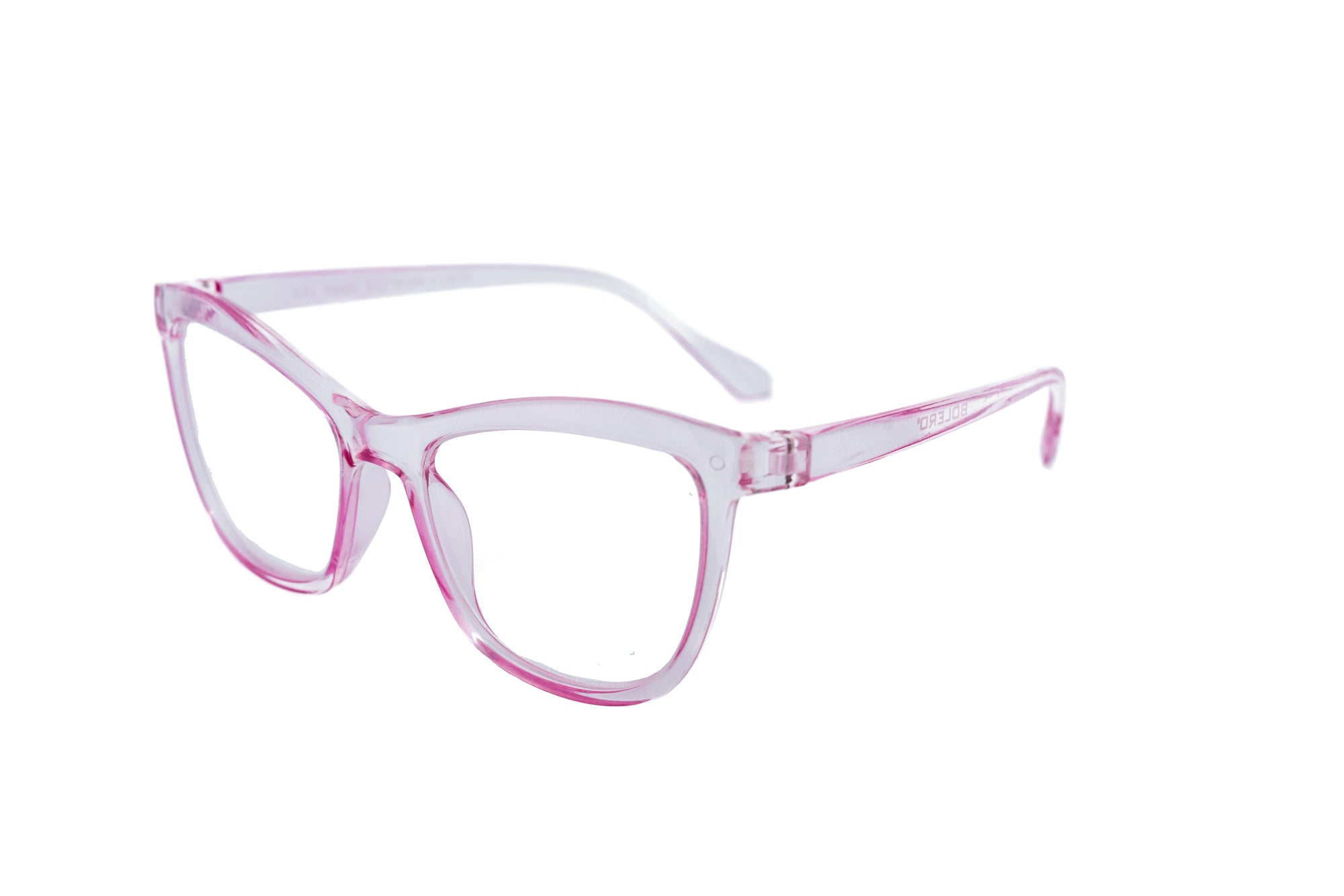 Renelle crystal pink cat-eye reading glasses with translucent frame