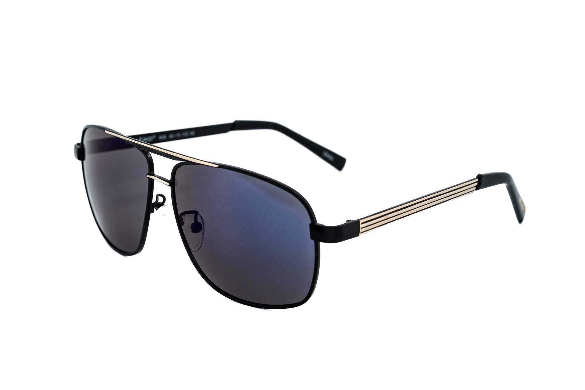 Renlor by Bolero Eyewear black aviator sunglasses with polarized smoke lenses and lightweight metal frame
