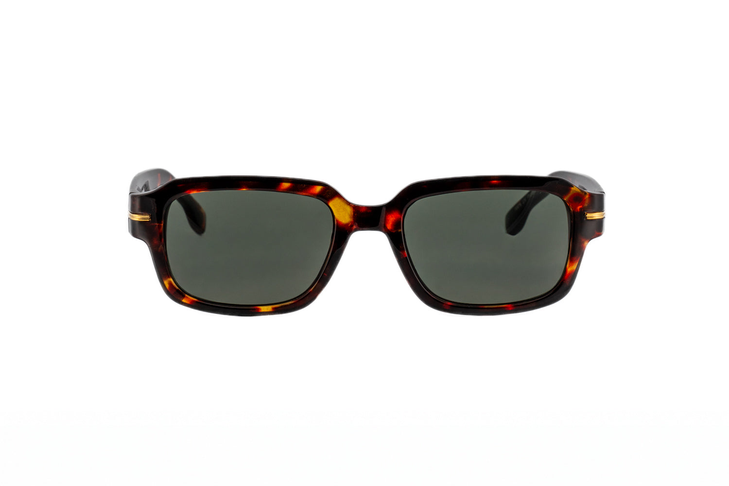 Tortoise Rhea rectangular sunglasses by Bolero Eyewear with dark UV lenses front angle view
