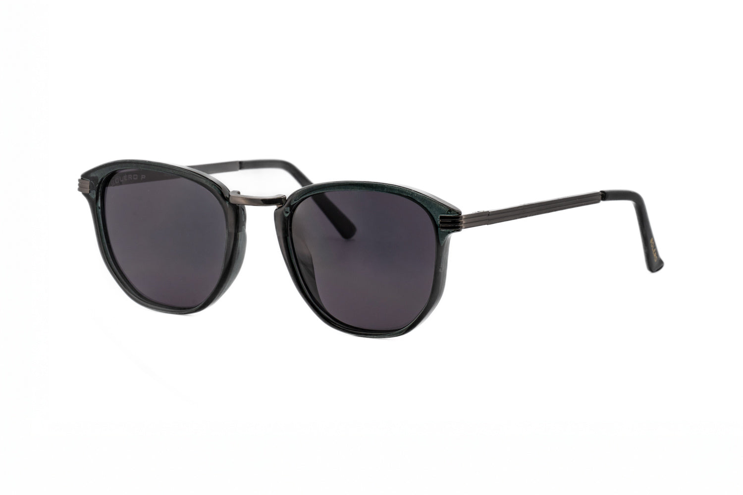 Roan by Bolero Eyewear black high-end metal frame square sunglasses with dark polarized lenses