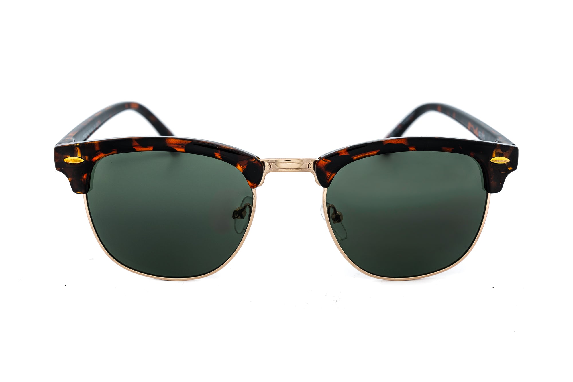 Ruvell by Bolero Eyewear tortoise browline frame sunglasses with dark lenses front angle view