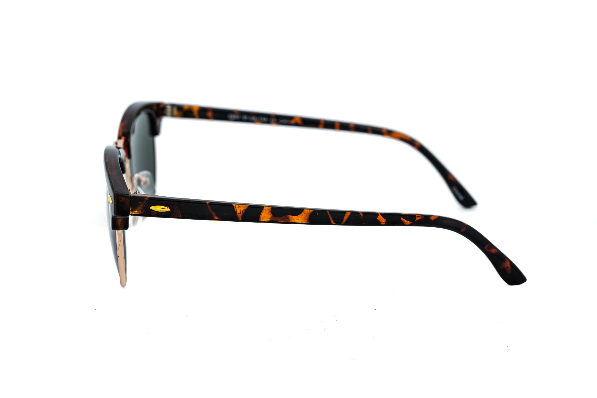 Ruvell by Bolero Eyewear tortoise browline frame sunglasses with dark lenses side angle view