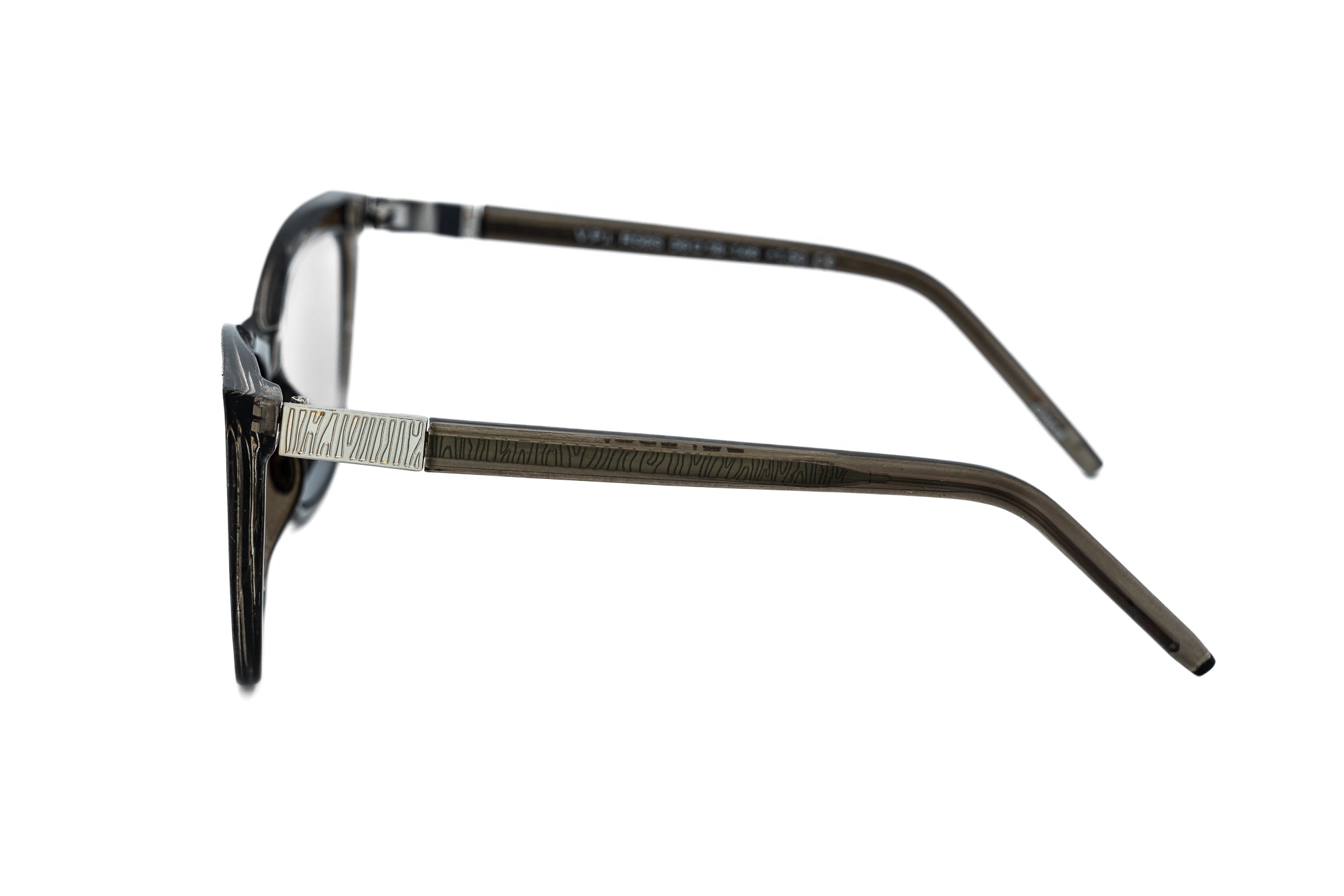 Sabine by Bolero Eyewear amber gray cat-eye sunreader sunglasses with tinted lenses and UV protection side angle view