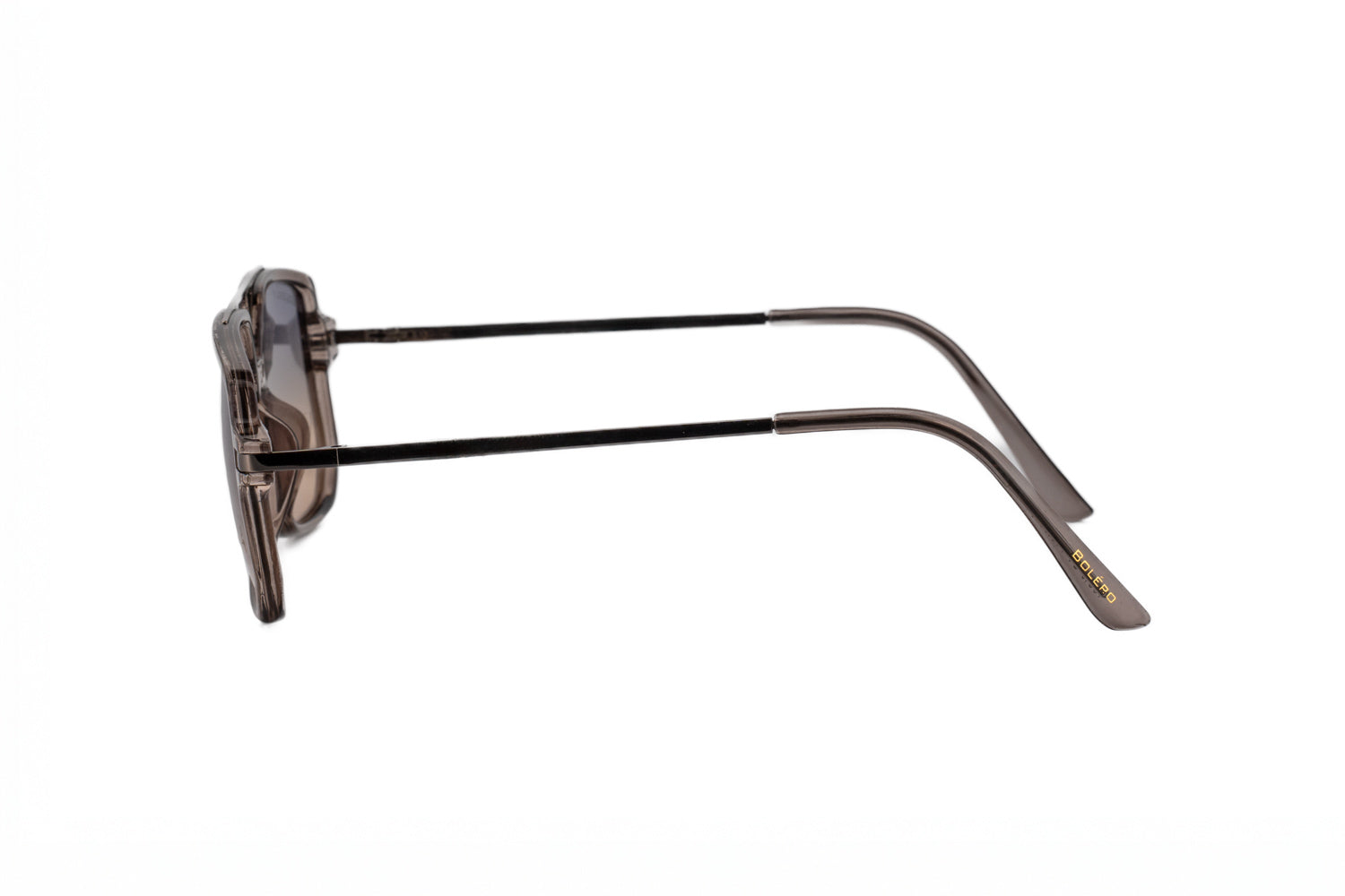 Sable oversized sunglasses in clear gray with clear tinge polarized lense side angle view