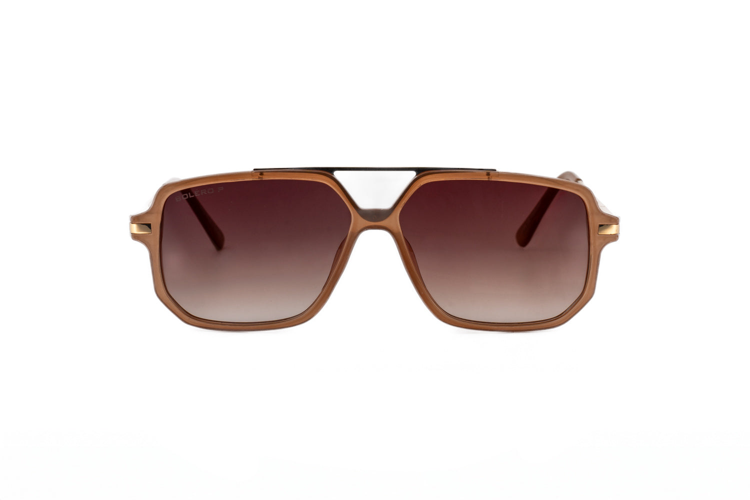 Sable polarized oversized sunglasses in khaki with brown gradient UV lenses front angle view