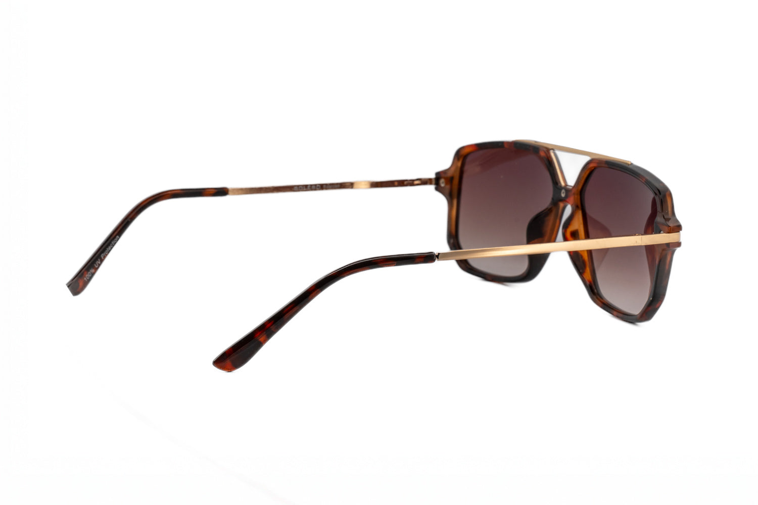 Sable oversized square sunglasses in tortoise frame with polarized brown lenses rear three-quarter angle view