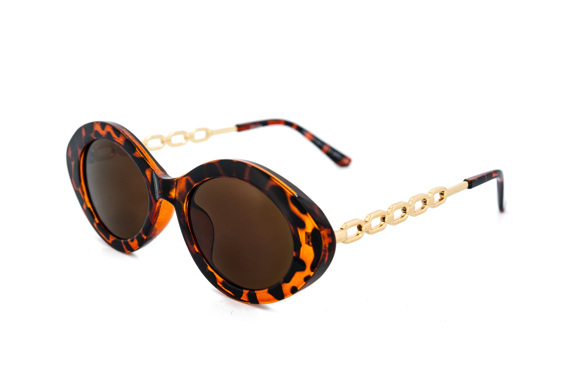 Seraphine by Bolero Eyewear tortoiseshell oval sun readers with gold-link metal temples