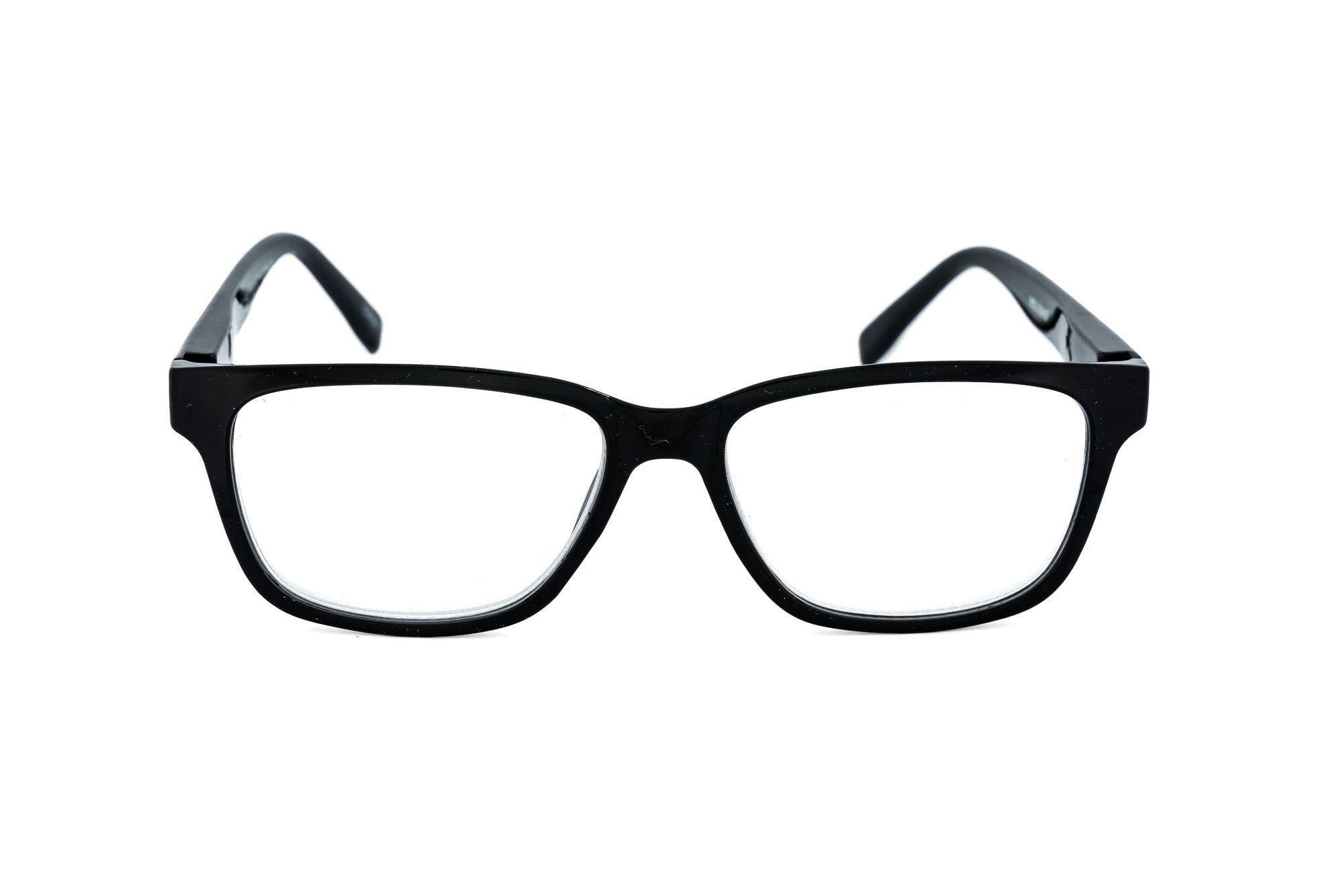 Silvano black rectangular reading glasses with lightweight polycarbonate frame and slim temples front angle view