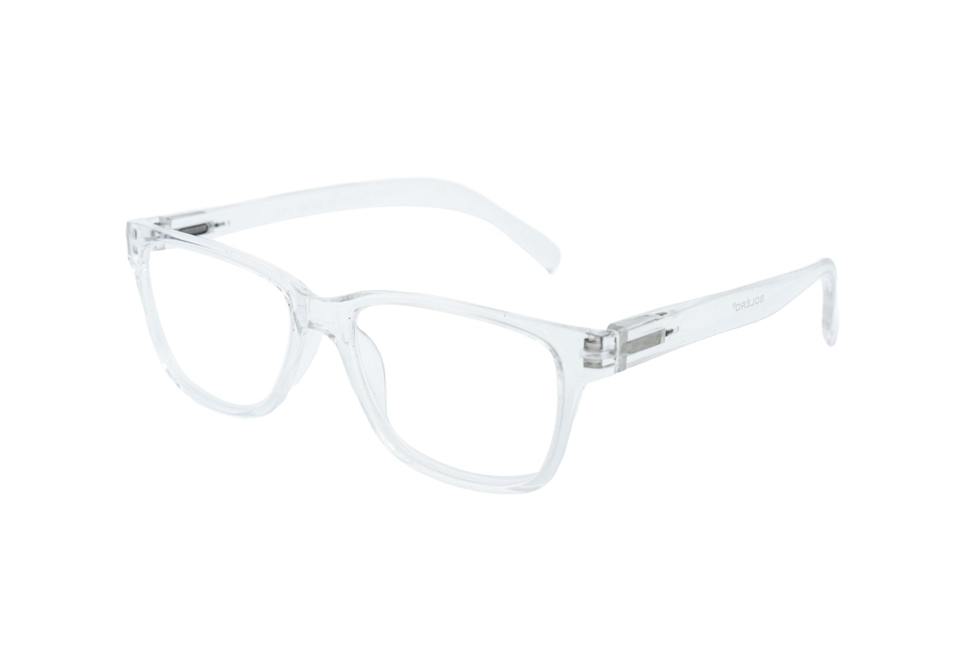 Clear Silvano rectangular reading glasses with crystal polycarbonate frame and modern minimalist design