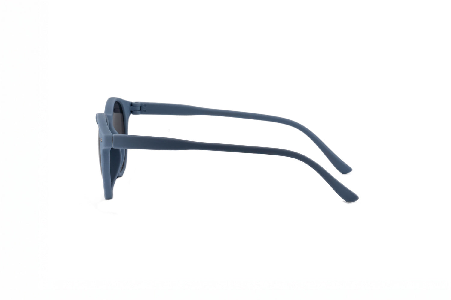 SkyBop by Bolero Eyewear kids sunglasses in matte blue with smoke UV protection lenses side angle view