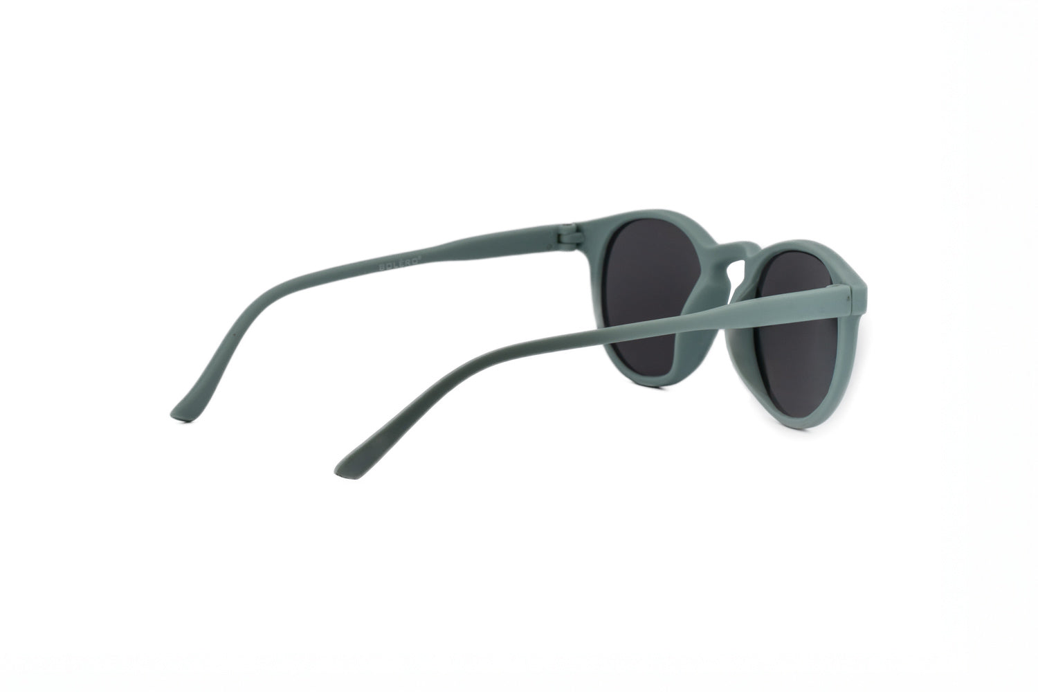 SkyBop by Bolero Eyewear kids sunglasses in matte green with smoke UV protection lenses rear three-quarter angle view
