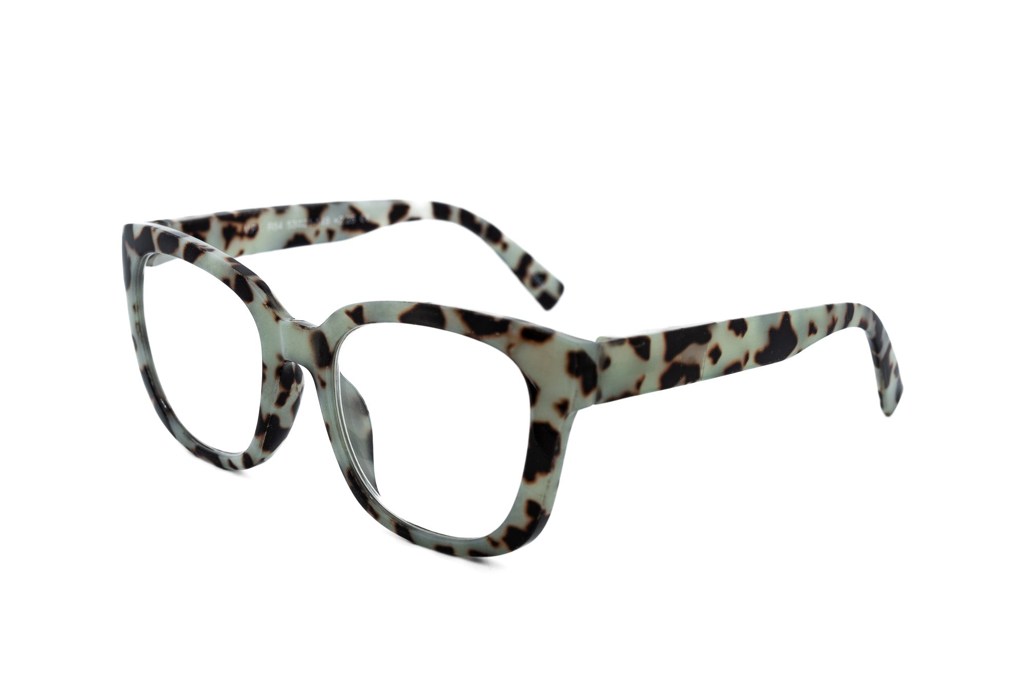 Solara reading glasses in gray tortoise leopard pattern with square polycarbonate frame