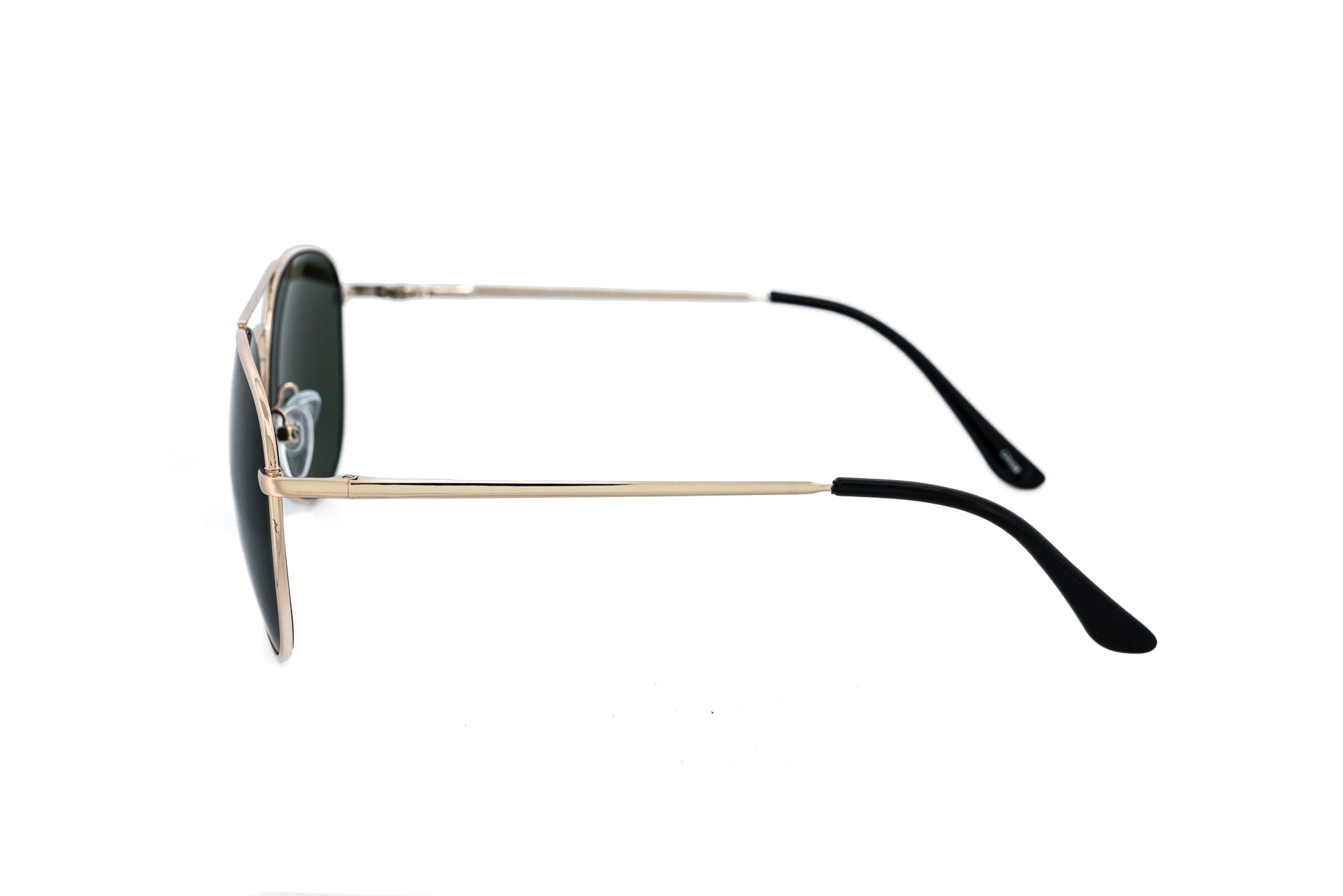 Solenza by Bolero Eyewear gold metal aviator sunglasses with UV-protective lenses side angle view