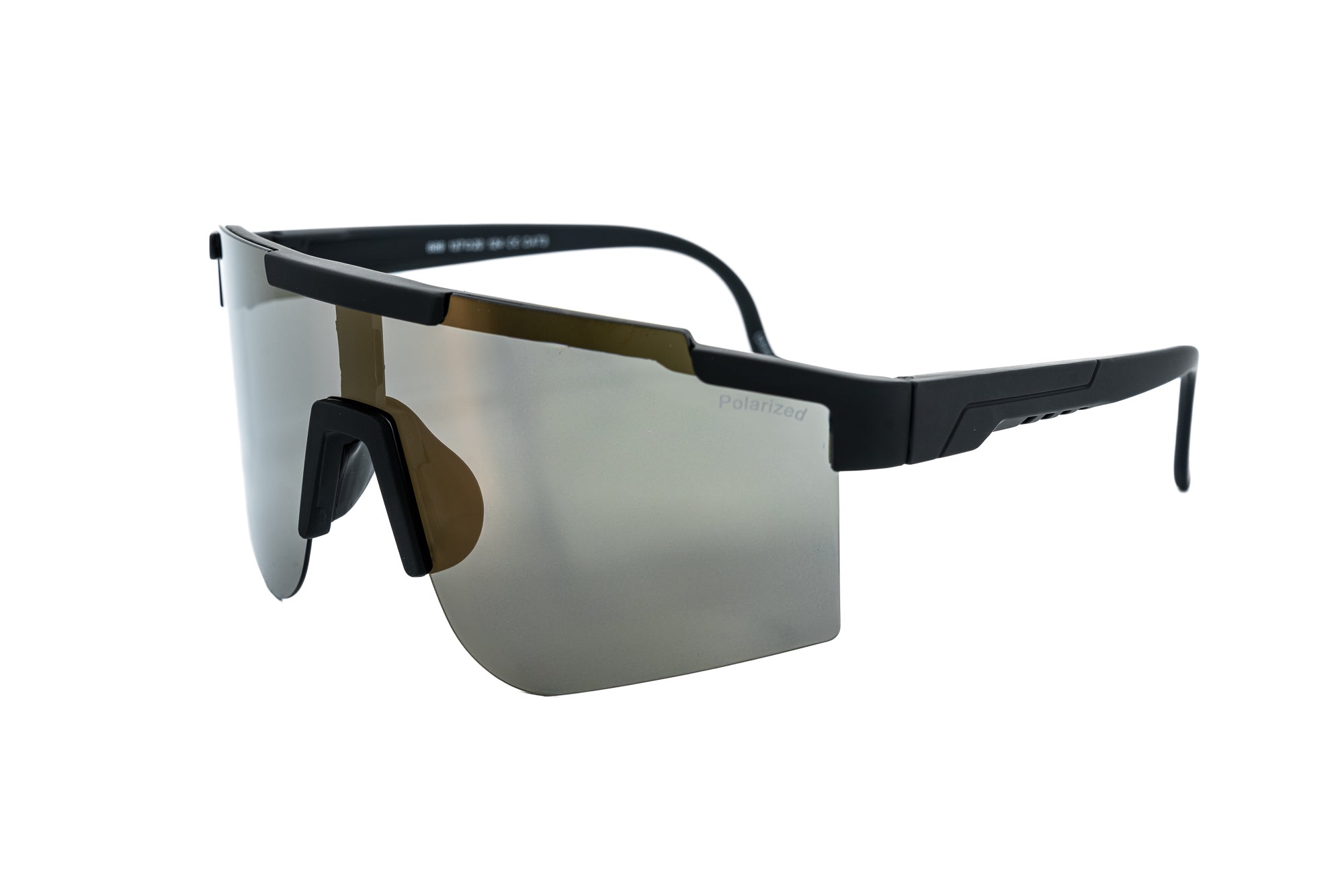 Black Solstice shield sunglasses with polarized black mirror visor lens by Bolero Eyewear