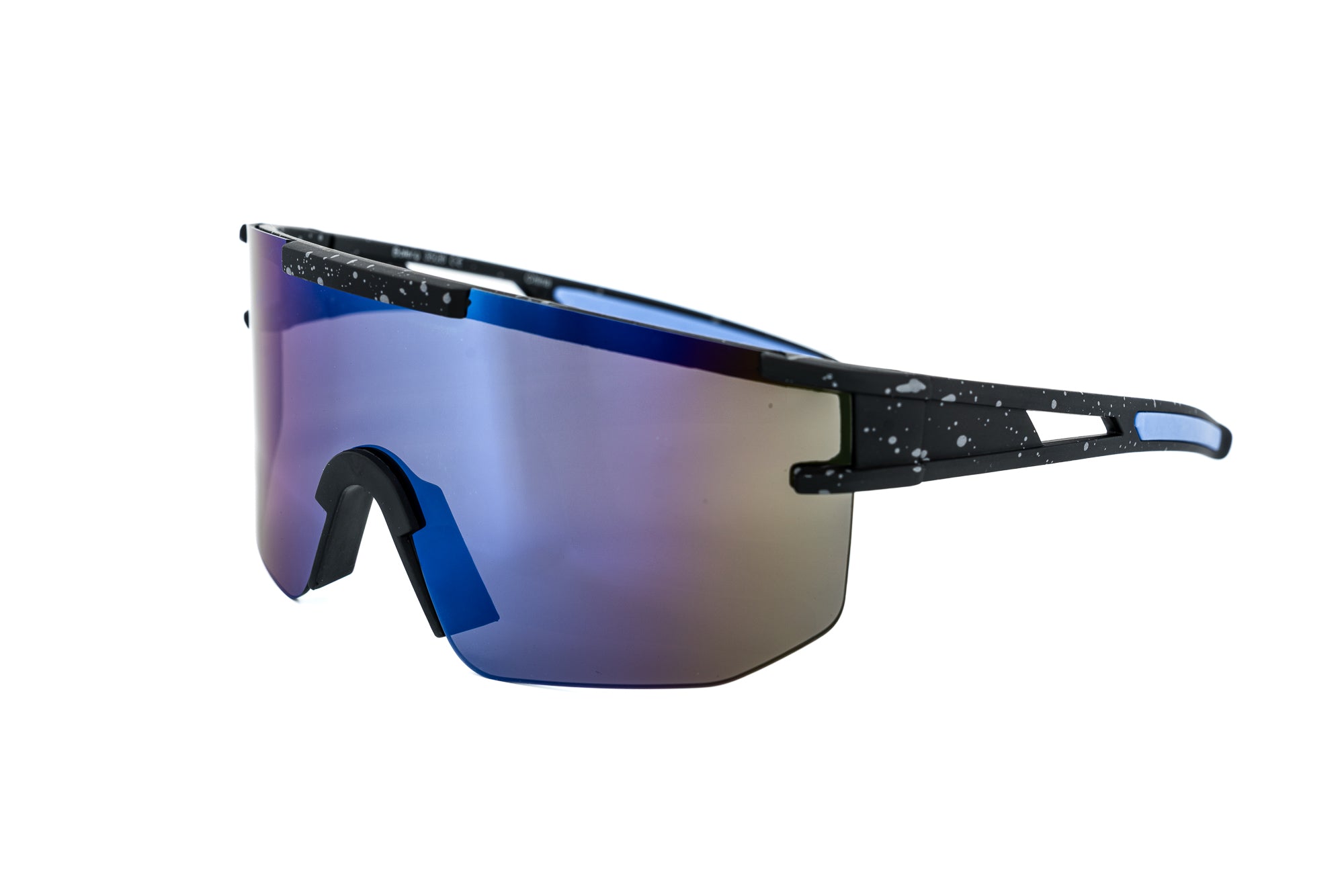 Solvex by Bolero Eyewear black and blue sports shield sunglasses with wraparound polycarbonate lens