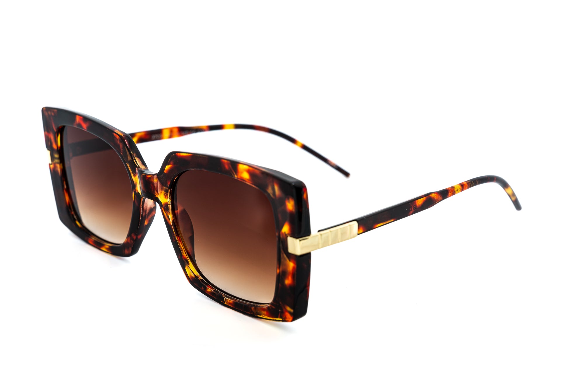 Solvienne by Bolero Eyewear oversized tortoise square sunglasses with brown gradient lenses