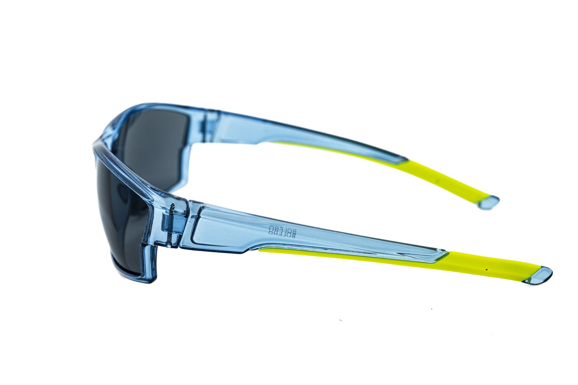 Stravik performance sunglasses with aerodynamic wraparound frame and UV mirror lenses side angle view