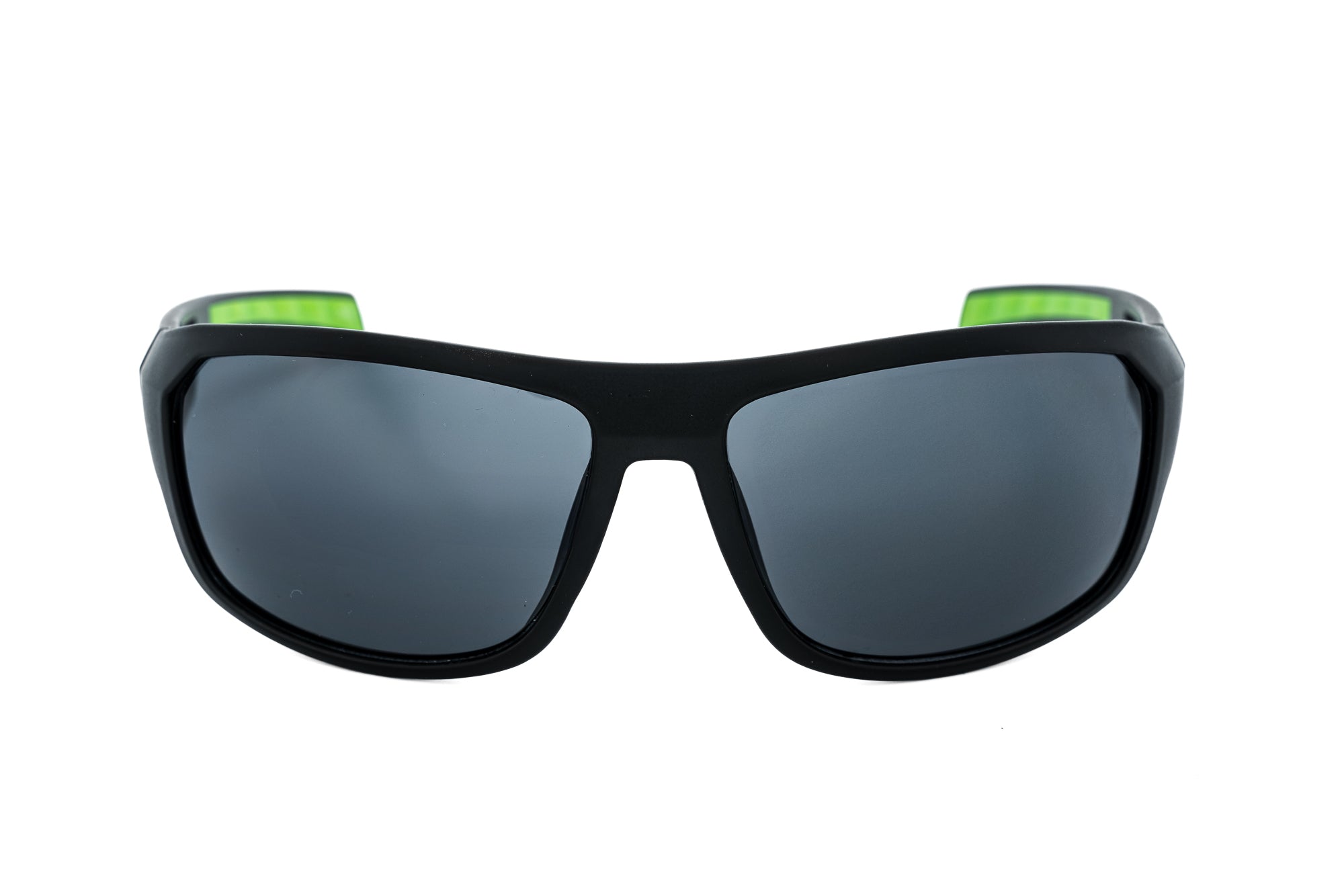 Striker sport sunglasses by Bolero Eyewear Gun Metal Red Tip Striker sunglasses with yellow mirror sport lenses front angle view