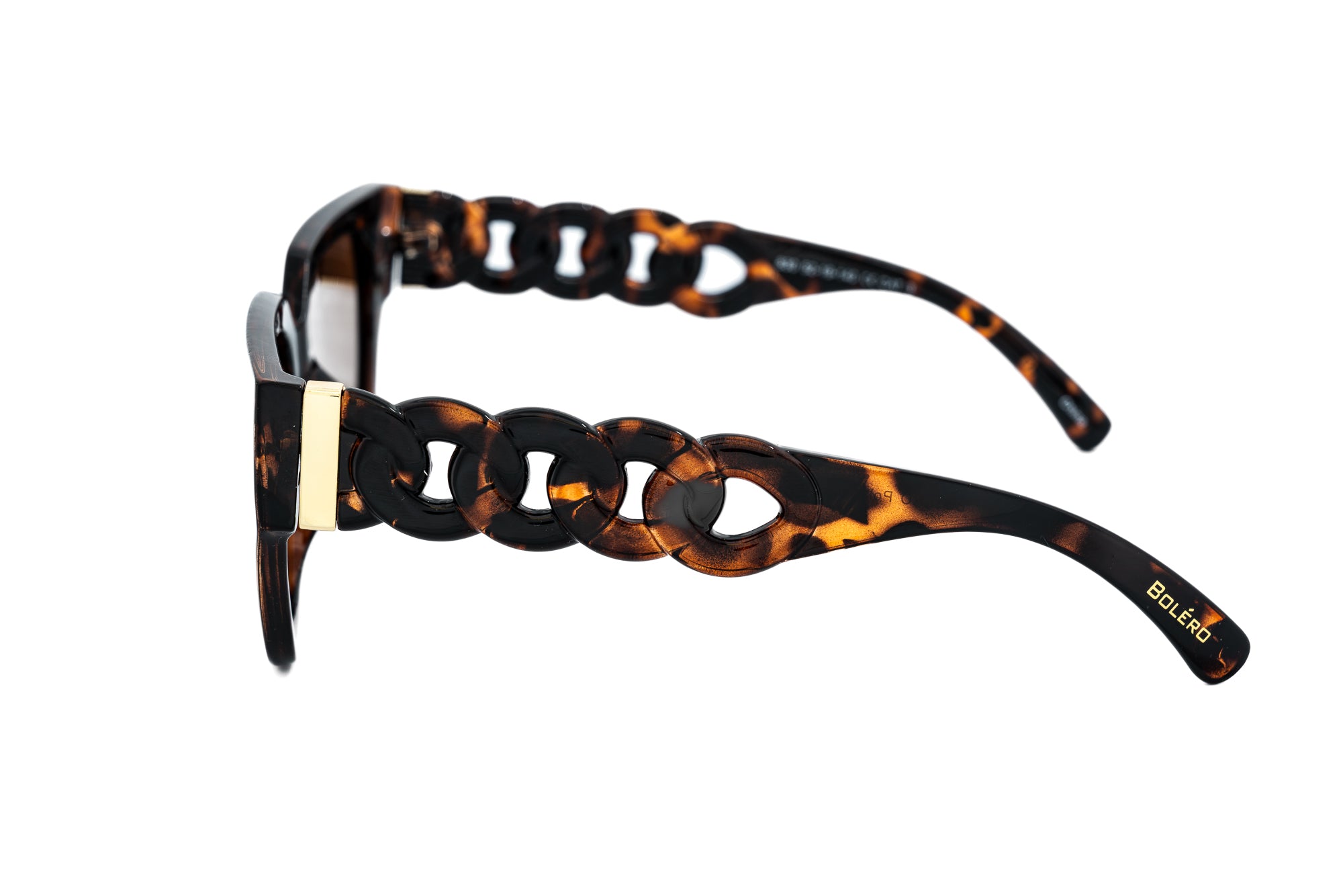 Tressana by Bolero Eyewear oversized square tortoise sunglasses with brown lenses for women side angle view