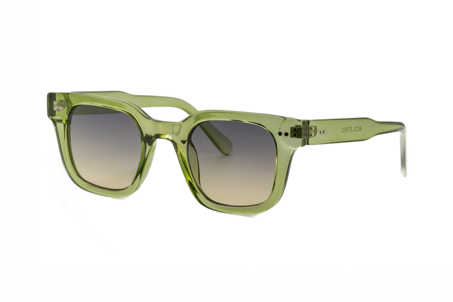 Verdene by Bolero Eyeweartranslucent green square sunglasses with green smoke lenses