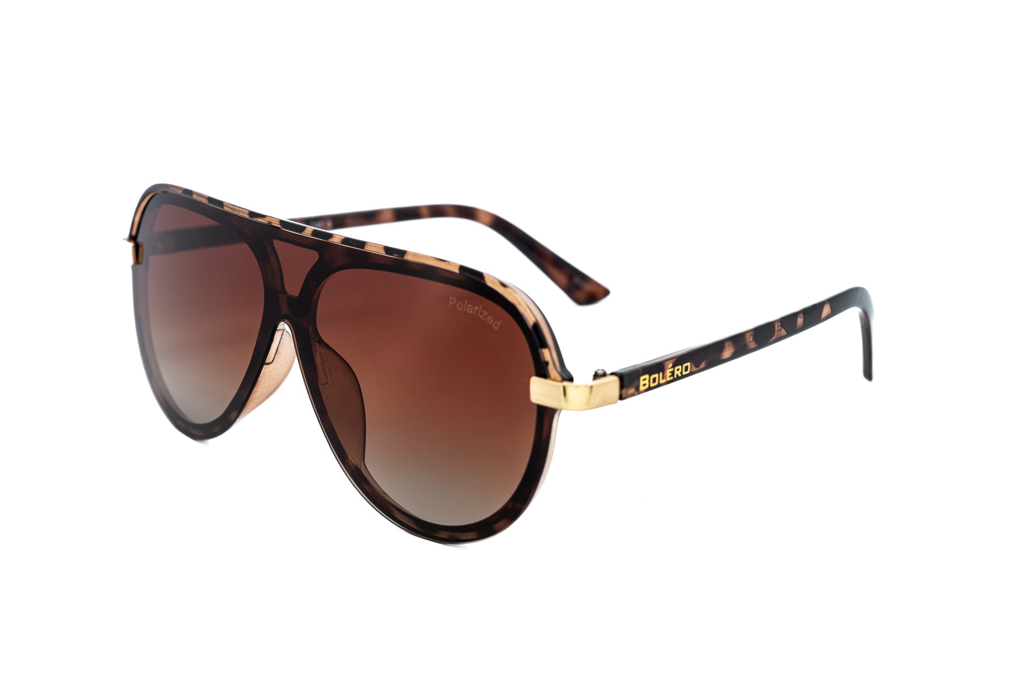 Veyro by Bolero Eyewear tortoise polarized shield sunglasses with brown gradient lenses