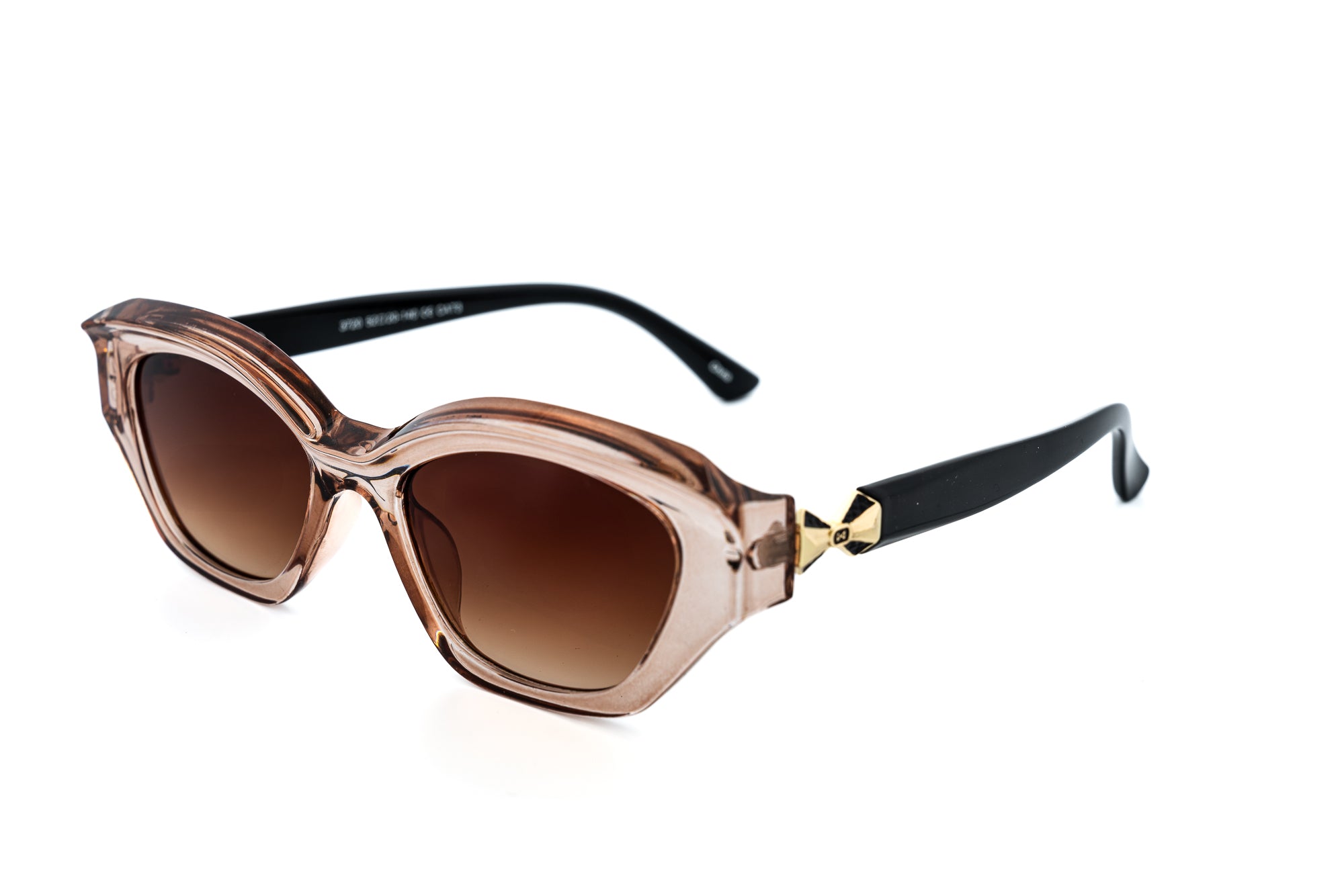 Vionne by Bolero Eyewear translucent blush square sunglasses with gradient brown lenses