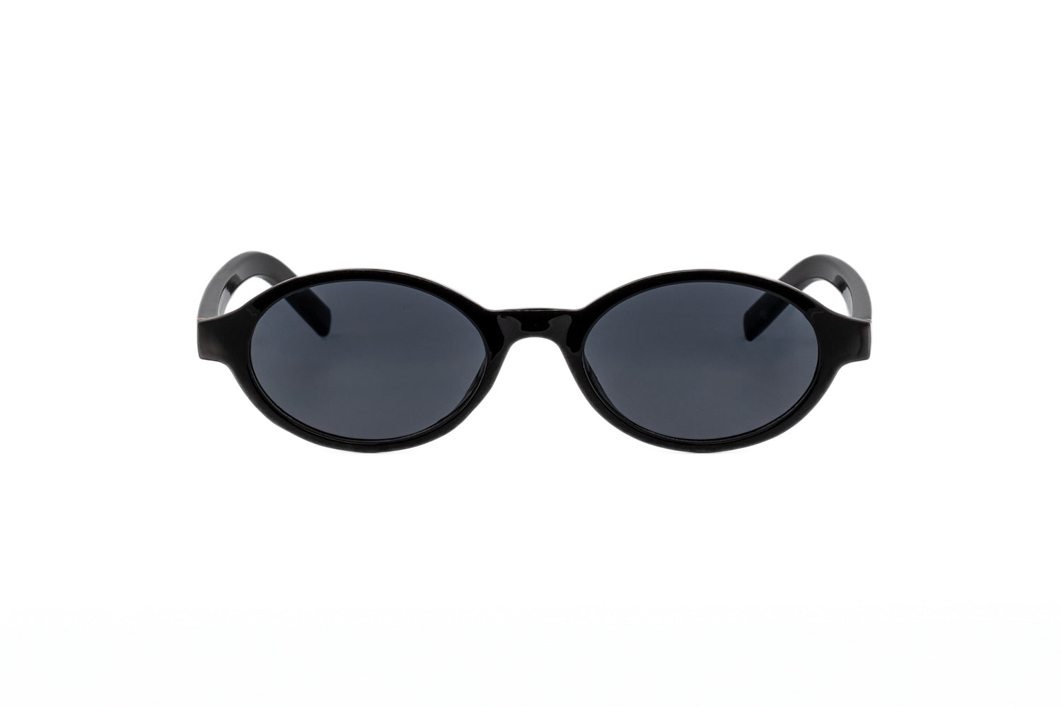Zane by Bolero Eyewear black oval sunglasses with sculpted acetate frame and smoke lenses front angle view