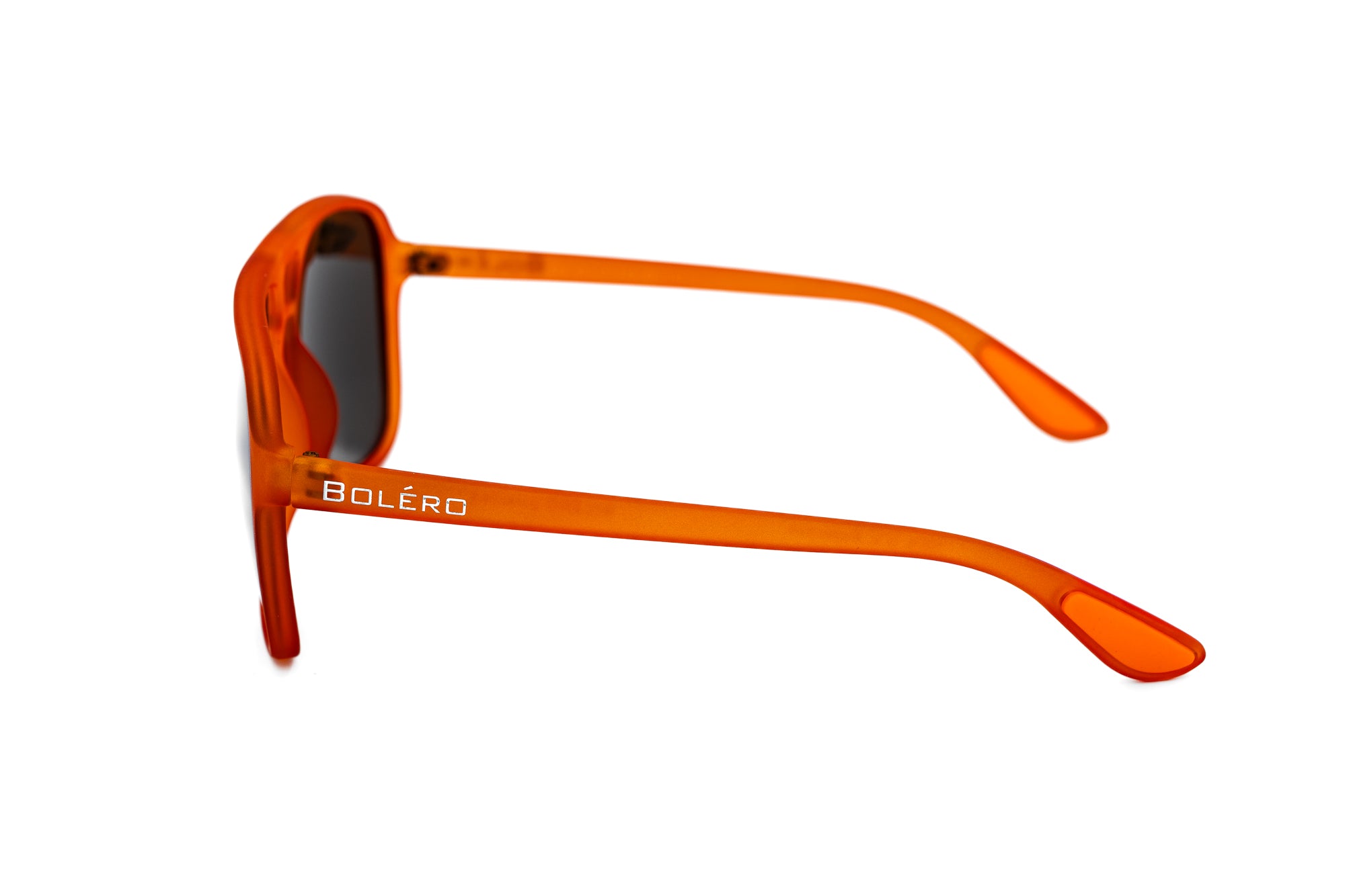 Zayden by Bolero Eyewear orange aviator sunglasses with blue UV lenses side angle view