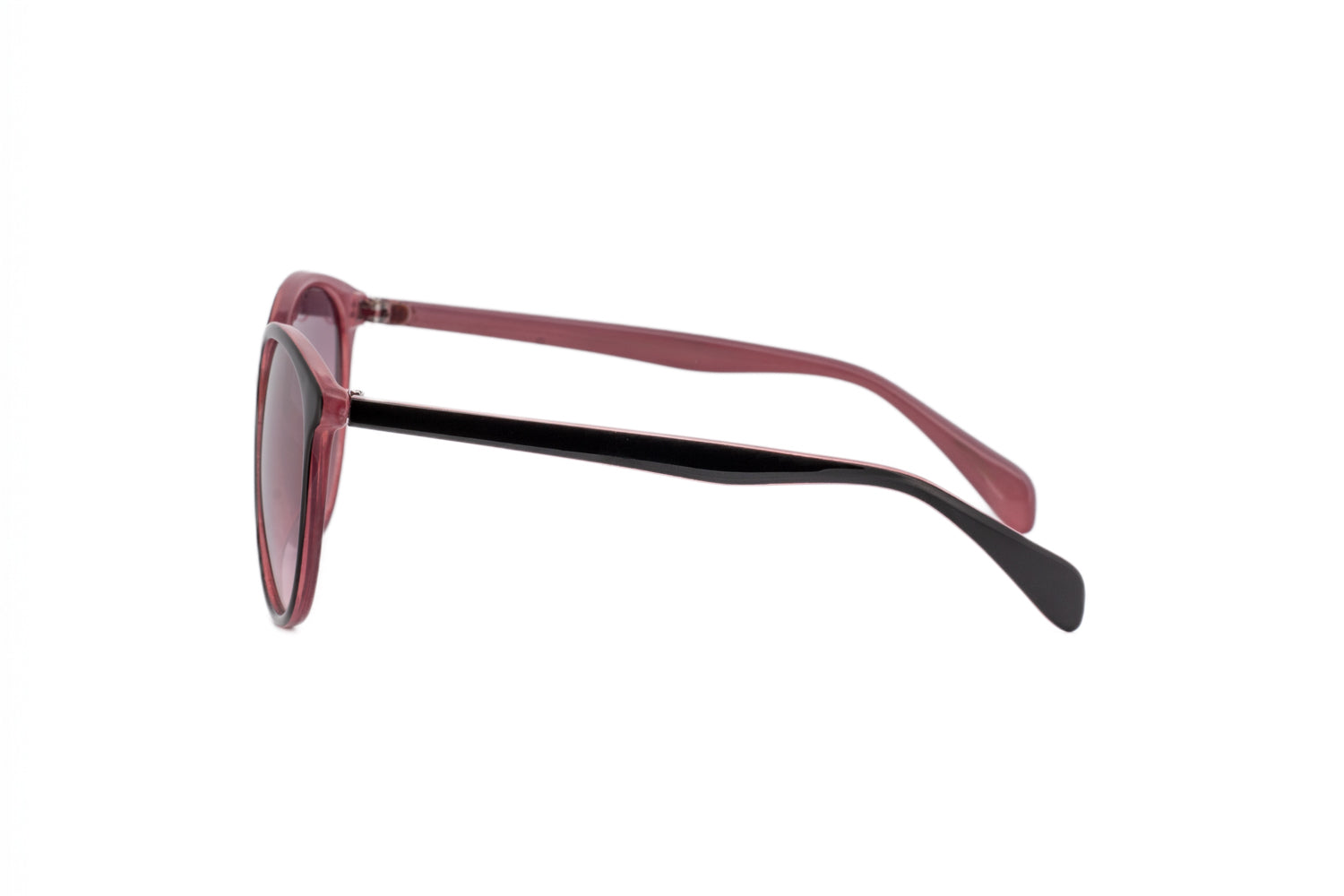 Zenya by Bolero Eyewear black-purple sunglasses with elegant cat-eye frame design side angle view
