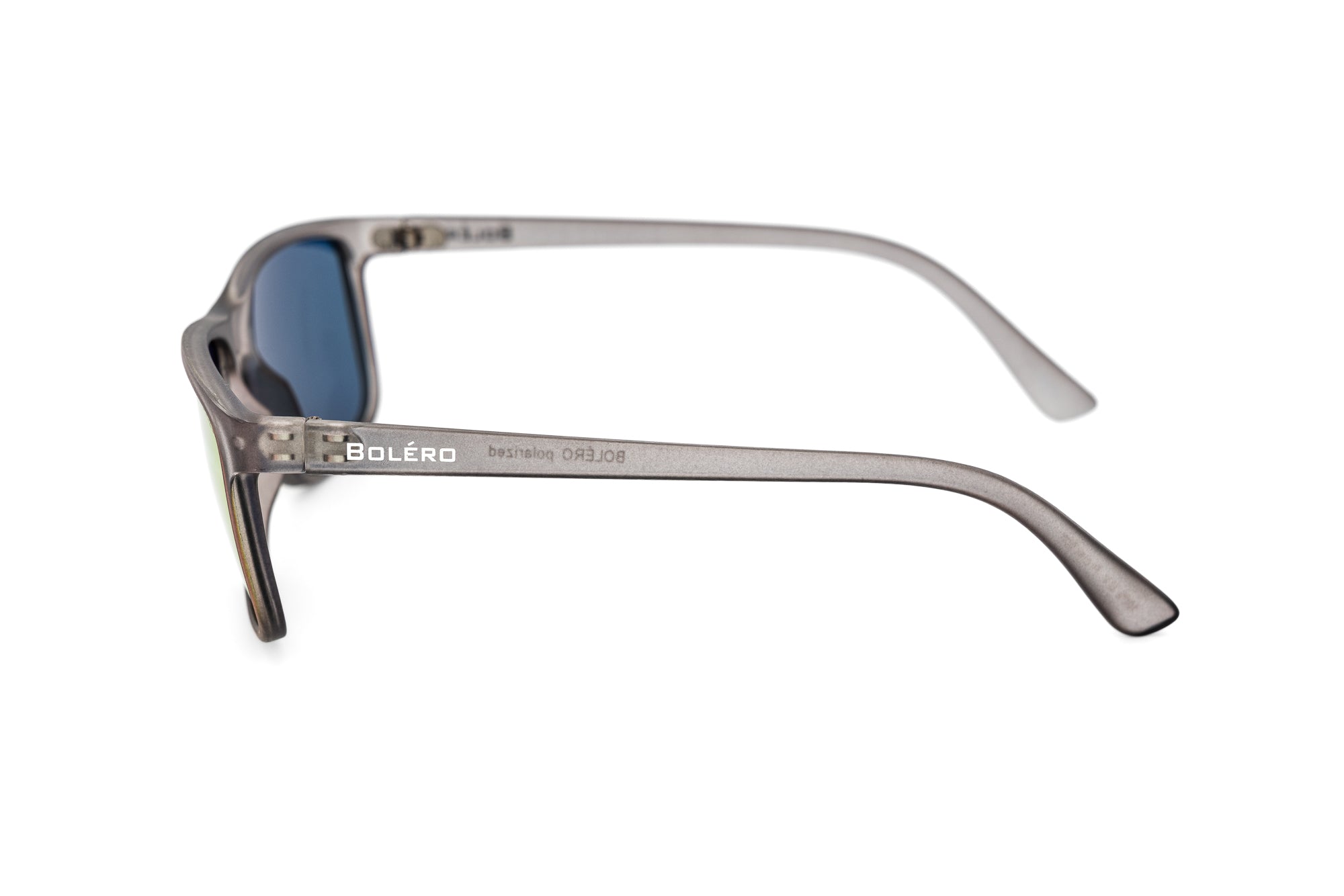 Brannix gray wrap sunglasses with smoke red mirror lenses and UV protection side angle view