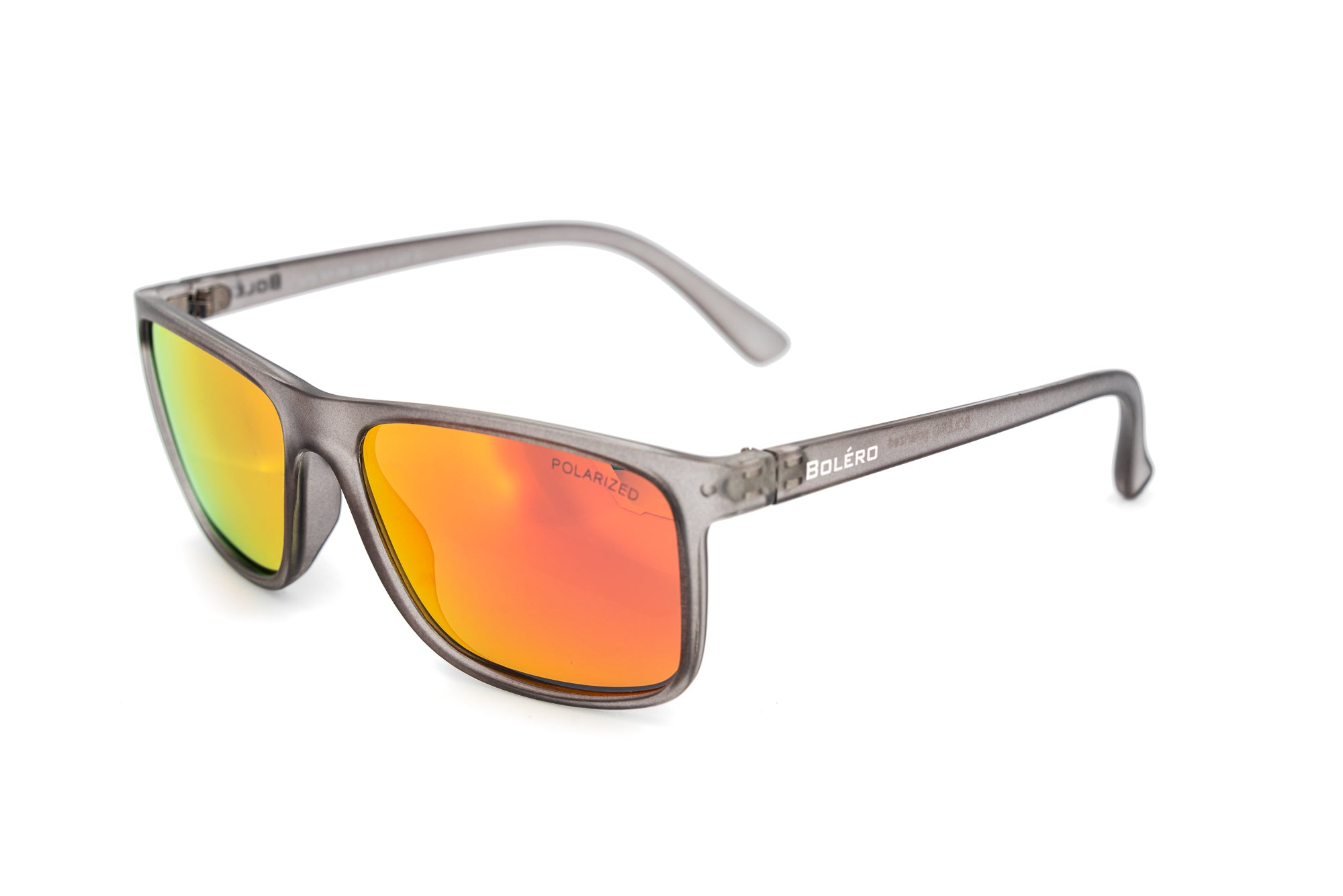Brannix gray wrap sunglasses with smoke red mirror lenses and UV protection