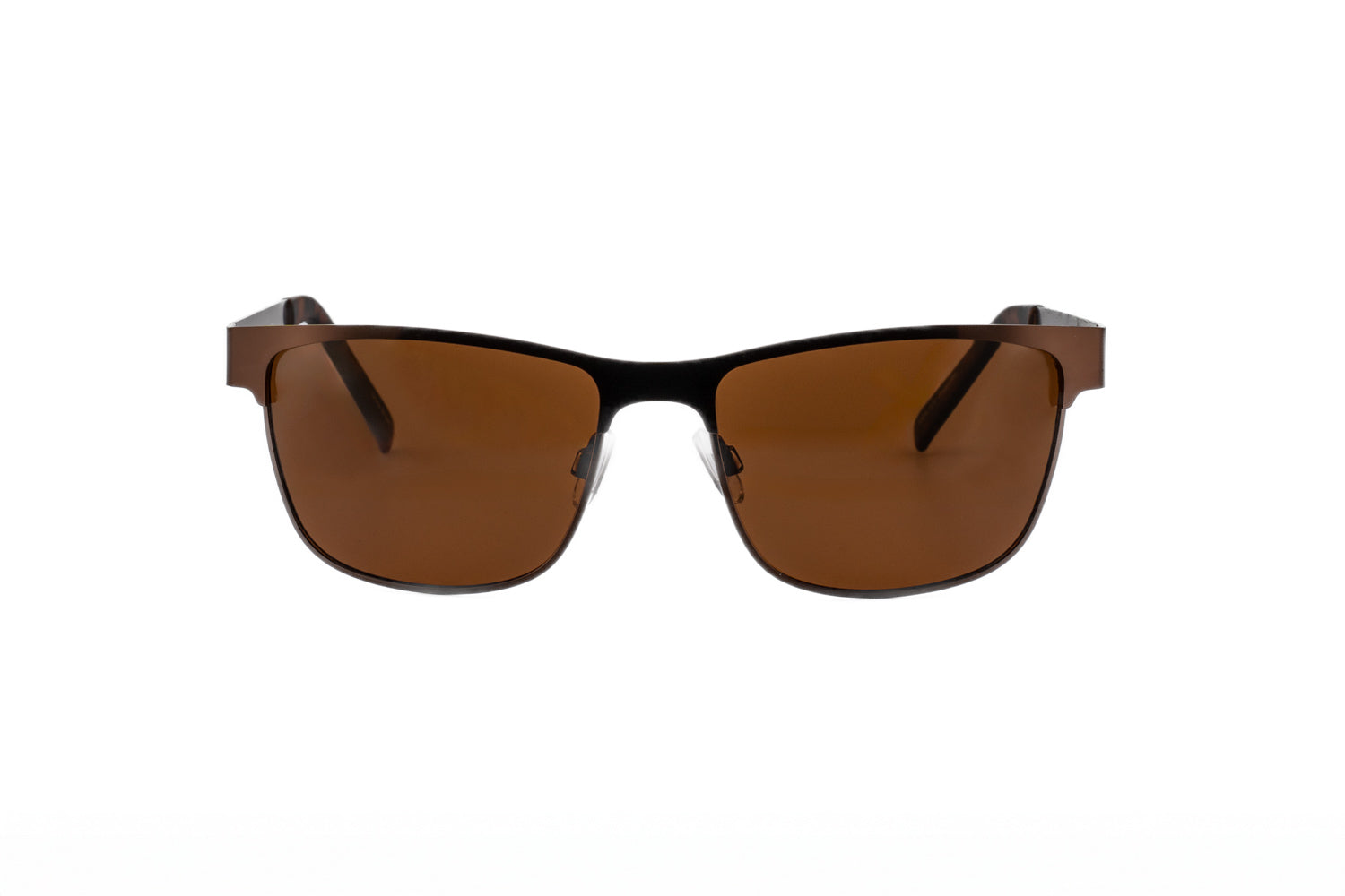 Alestró polarized aviator sunglasses brown frame with brown UV lenses front angle view