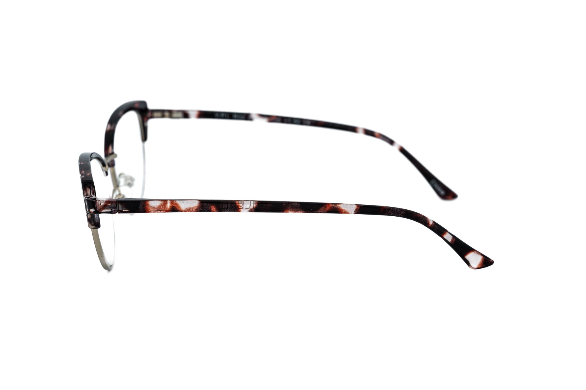 Alivienne by Bolero Eyewear cat-eye reading glasses with black acetate browline and slim metal frame side angle view