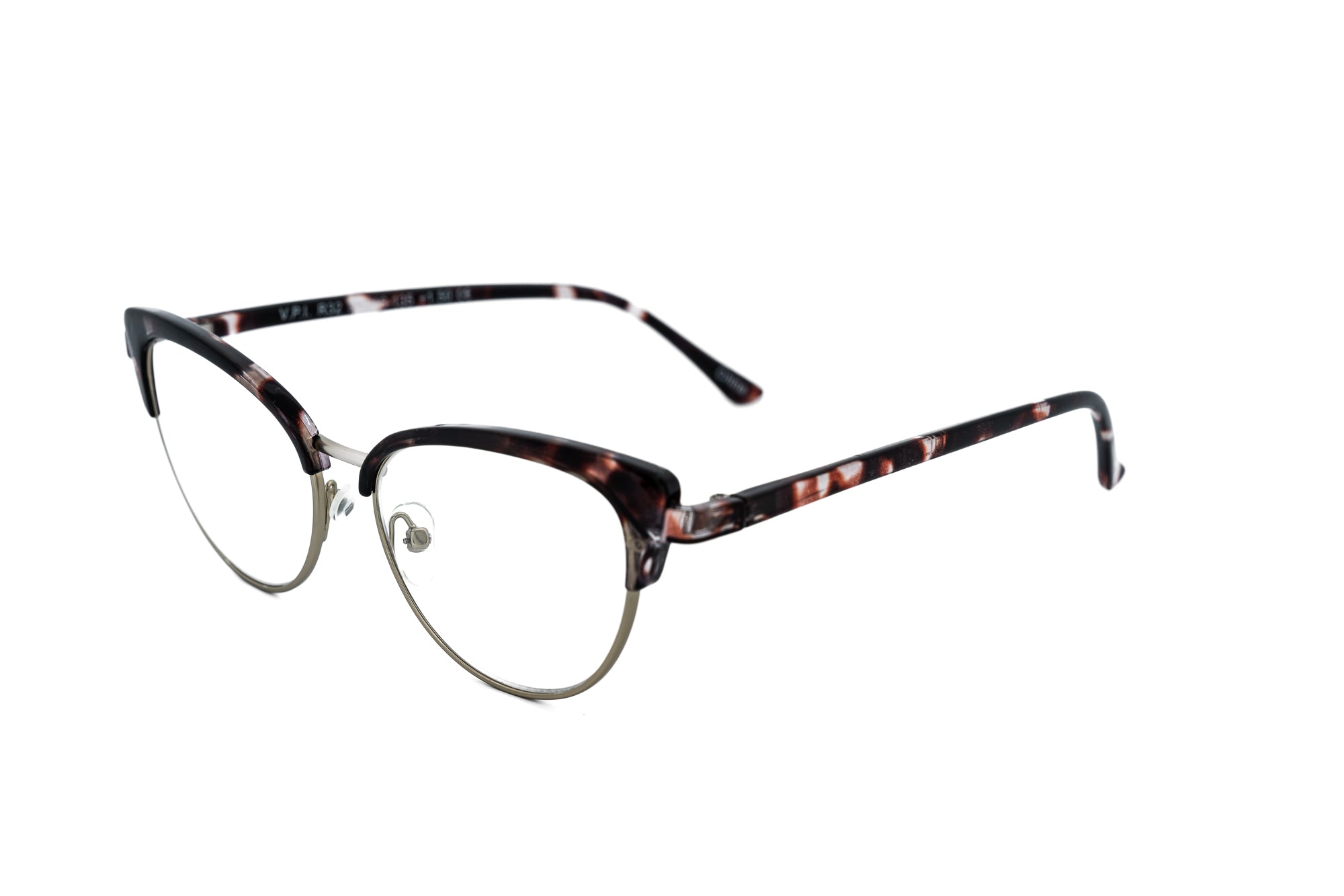 Alivienne by Bolero Eyewear cat-eye reading glasses with black acetate browline and slim metal frame