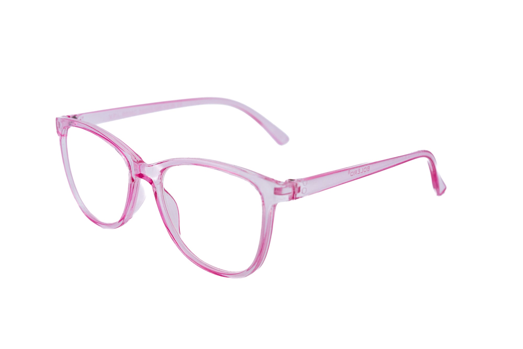 Amaris by Bolero Eyewear reading glasses in lightweight pink polycarbonate cat-eye frame