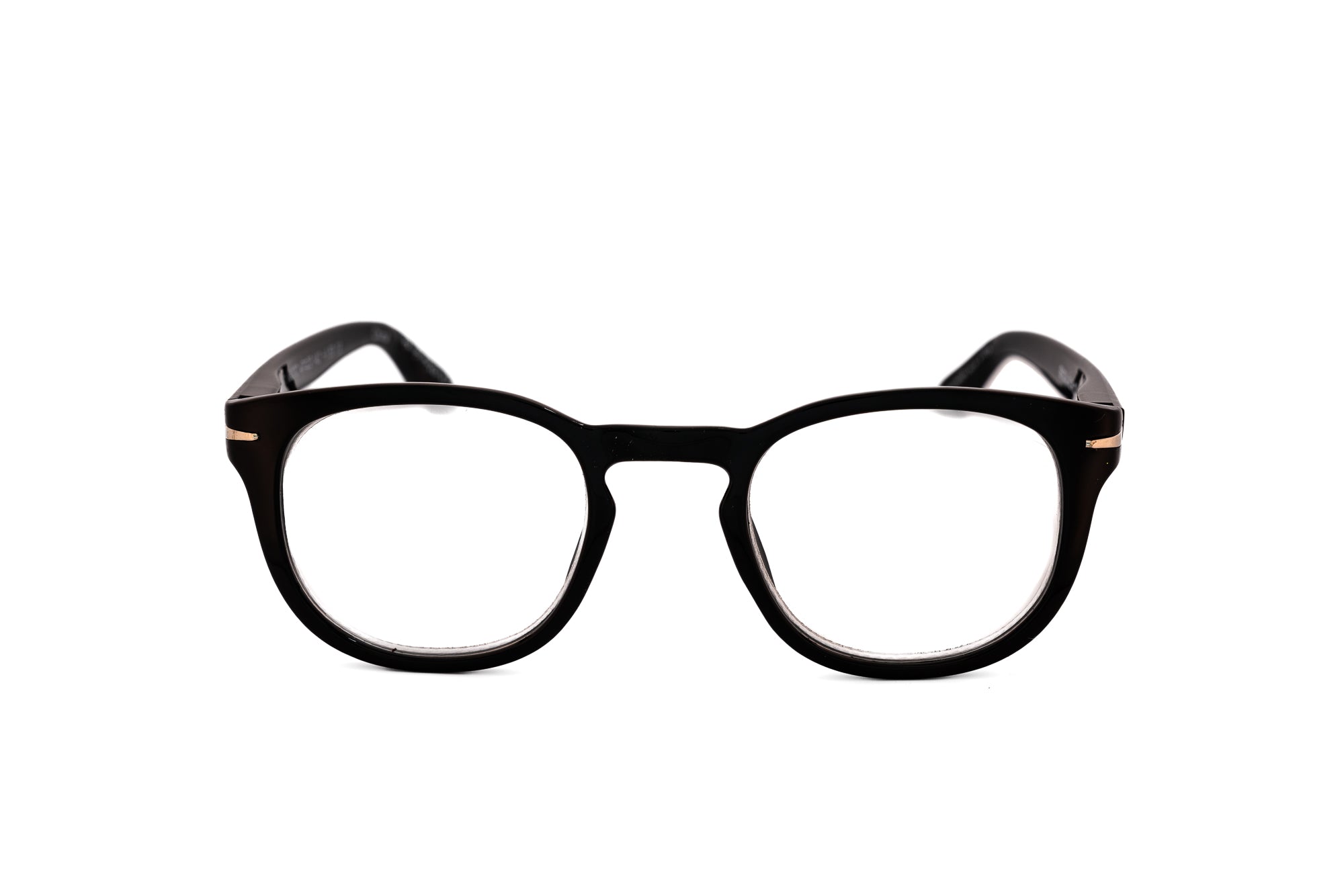 Ambra by Bolero Eyewear black reading glasses with soft round frame and lightweight polycarbonate build front angle view