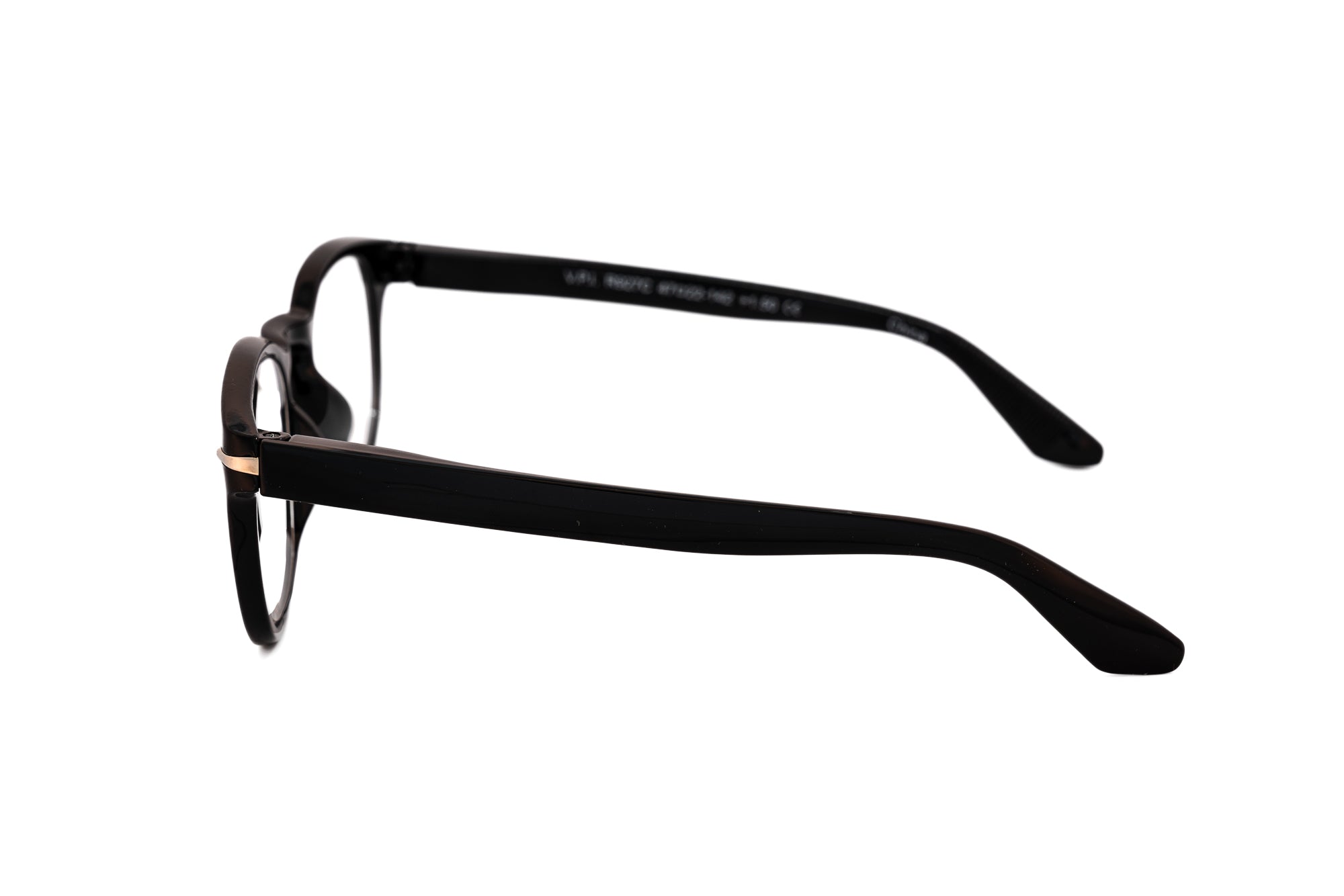 Ambra by Bolero Eyewear black reading glasses with soft round frame and lightweight polycarbonate build side angle view