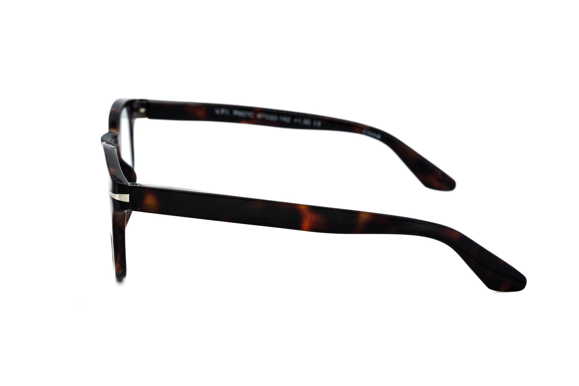 Ambra by Bolero Eyewear tortoise round reading glasses with polycarbonate frame and soft sculpted shape side angle view