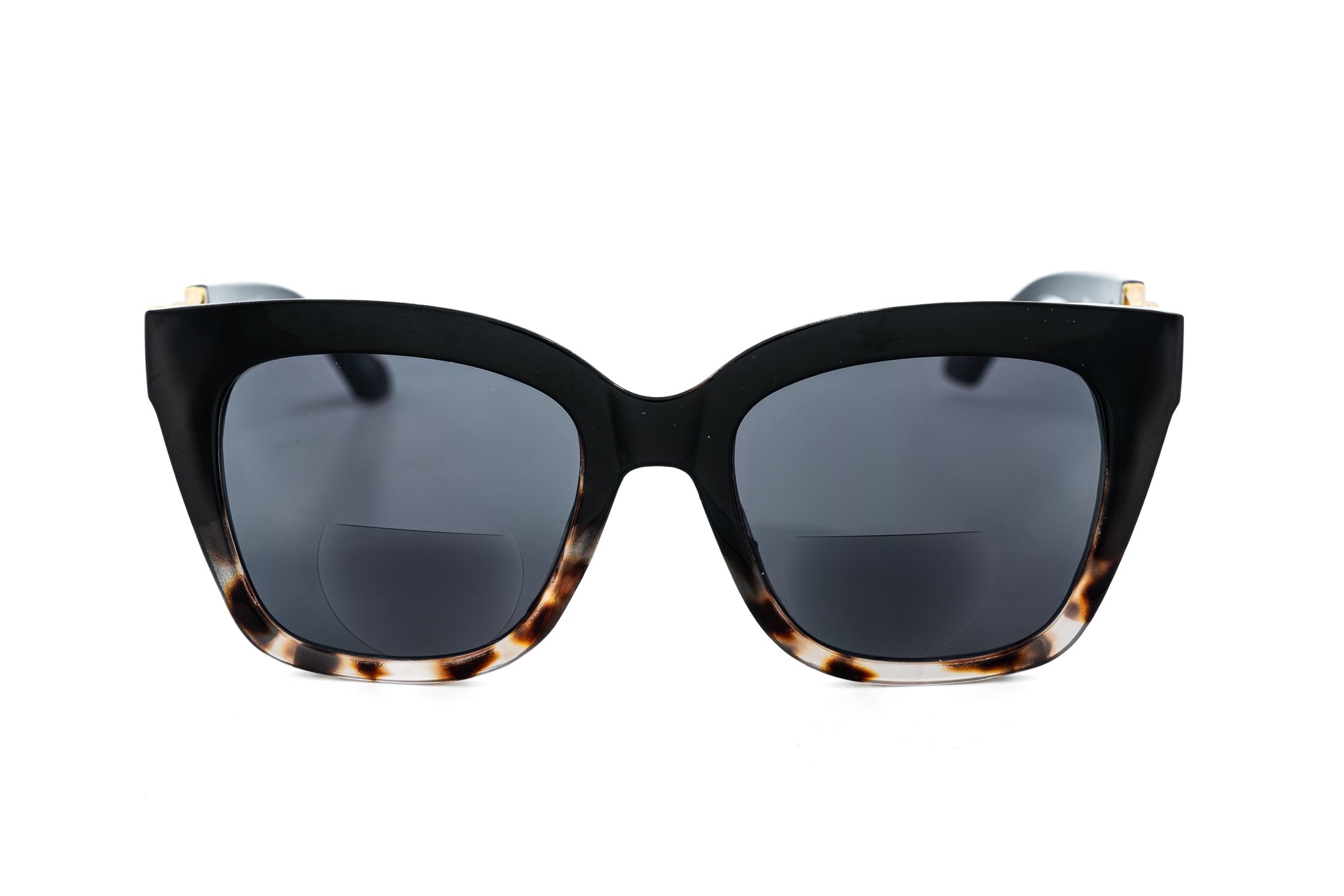 Ardessa by Bolero Eyewear women’s square sun readers with black-tortoise frame and tinted lenses front angle view 