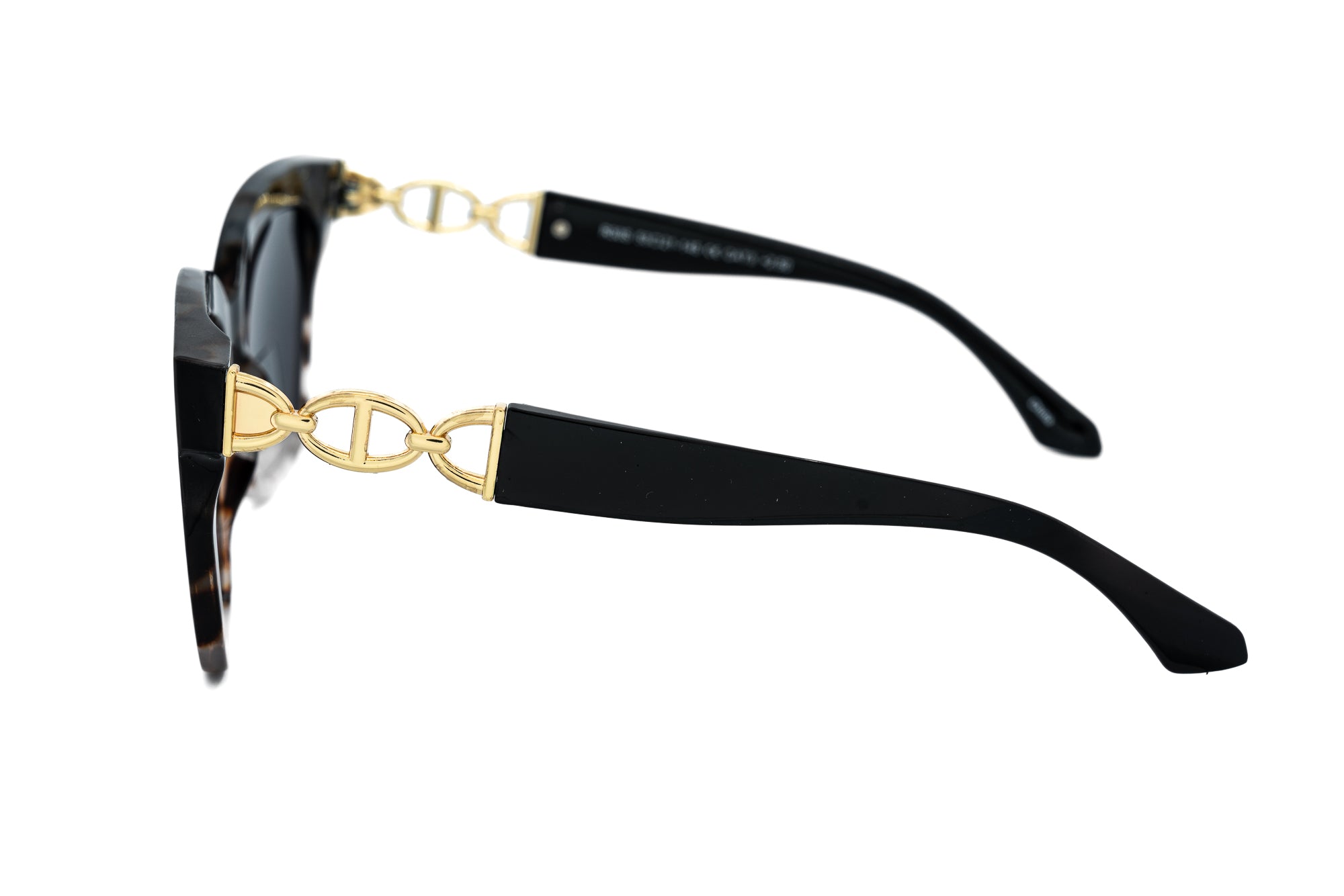 Ardessa by Bolero Eyewear women’s square sun readers with black-tortoise frame and tinted lenses side angle view