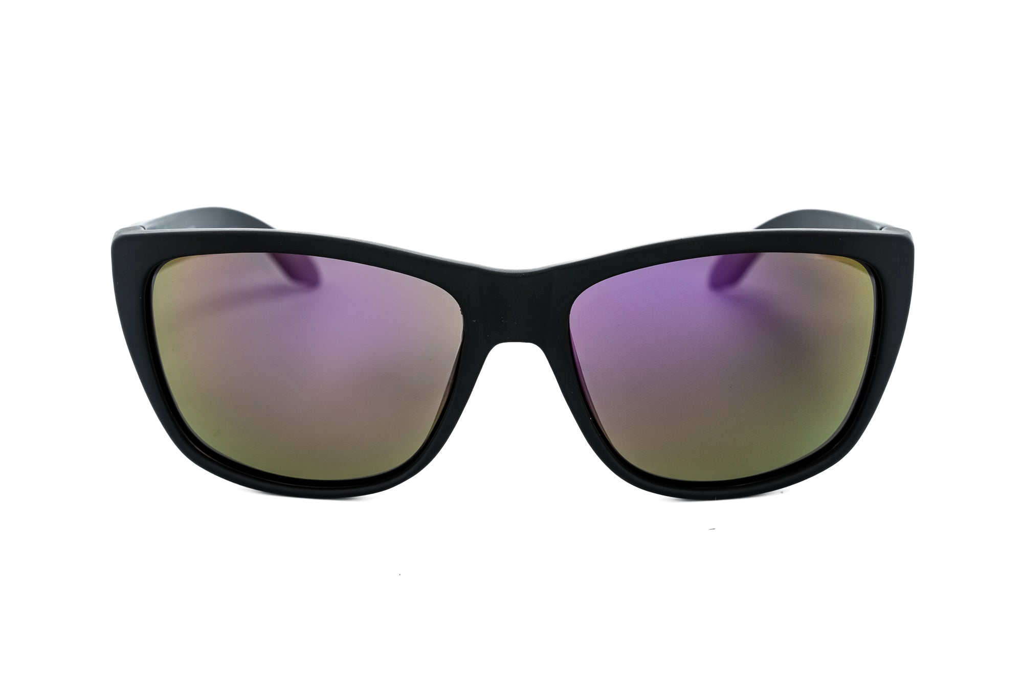 Arvado by Bolero Eyewear floating polarized sunglasses in black with green smoke lenses front angle view