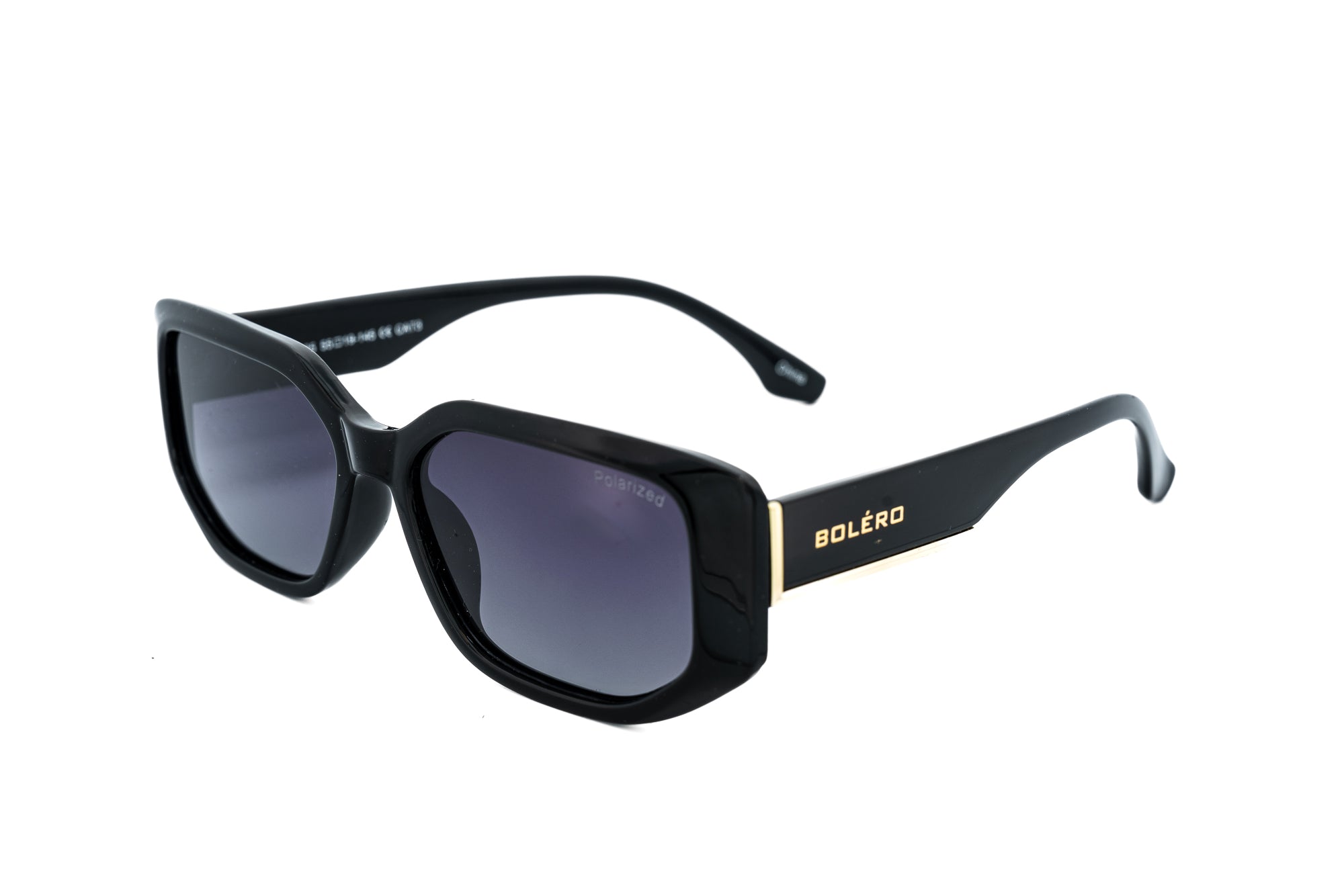 Aurelian sunglasses by Bolero Eyewear with polarized smoke lenses and high-gloss black frame