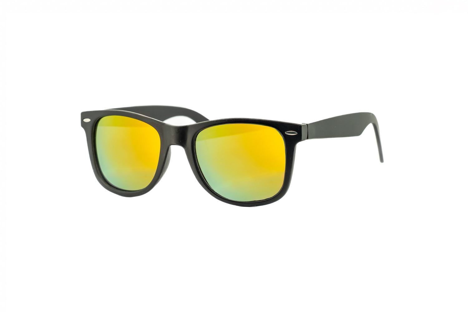 Benz by Bolero Eyewear black wayfarer sunglasses with polarized red mirror lenses